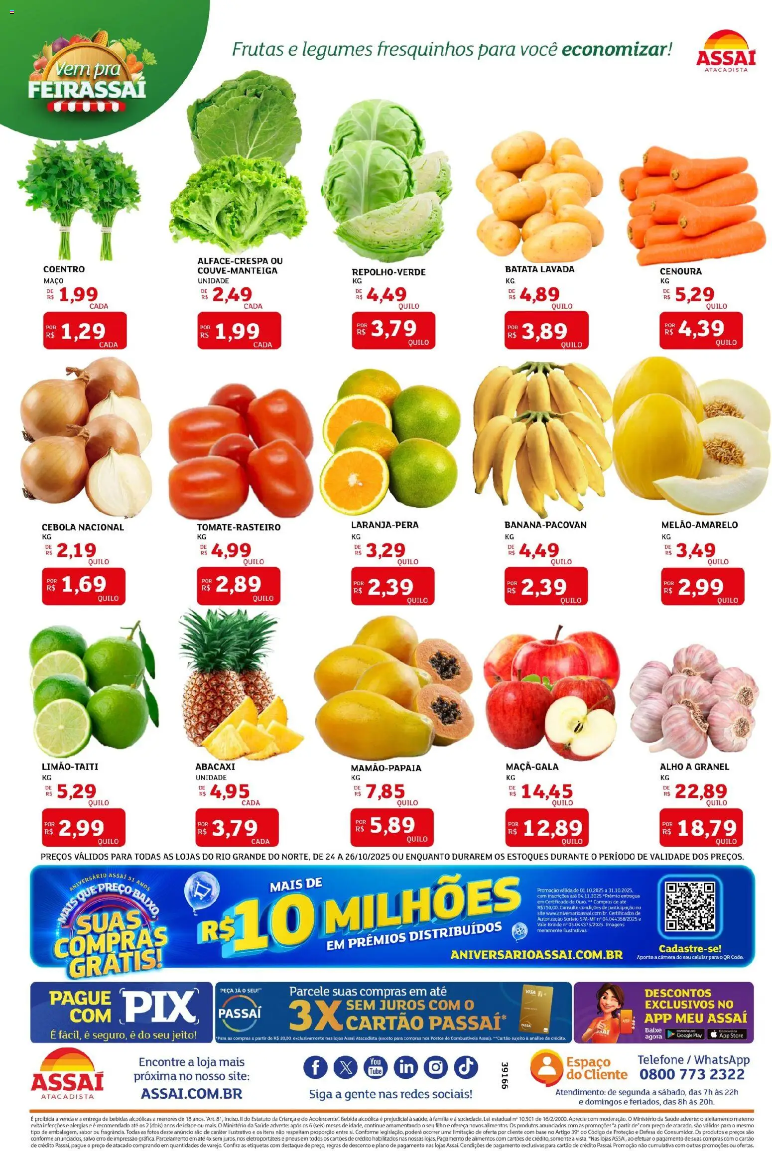 Assaí Atacadista Folheto - válido de 24.10.2025 | Página: 3 | Produtos: Cebola, Base, Abacaxi, Batata