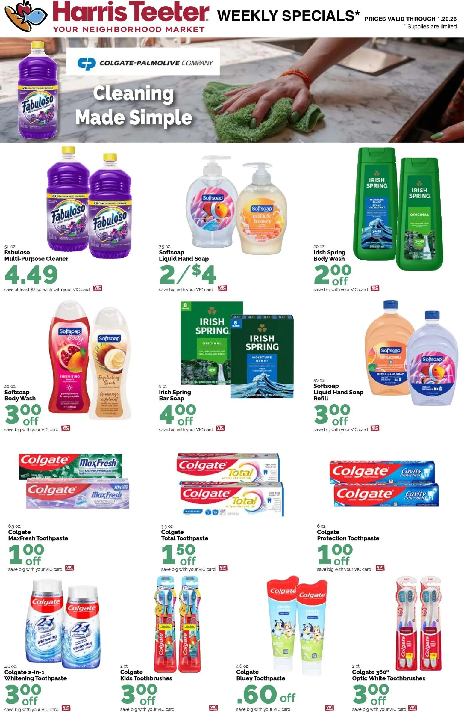 Harris Teeter Weekly Ad - NC - valid from 14.01.2026 | Page: 12 | Products: Soap, Toothpaste, Bar Soap, Body Wash