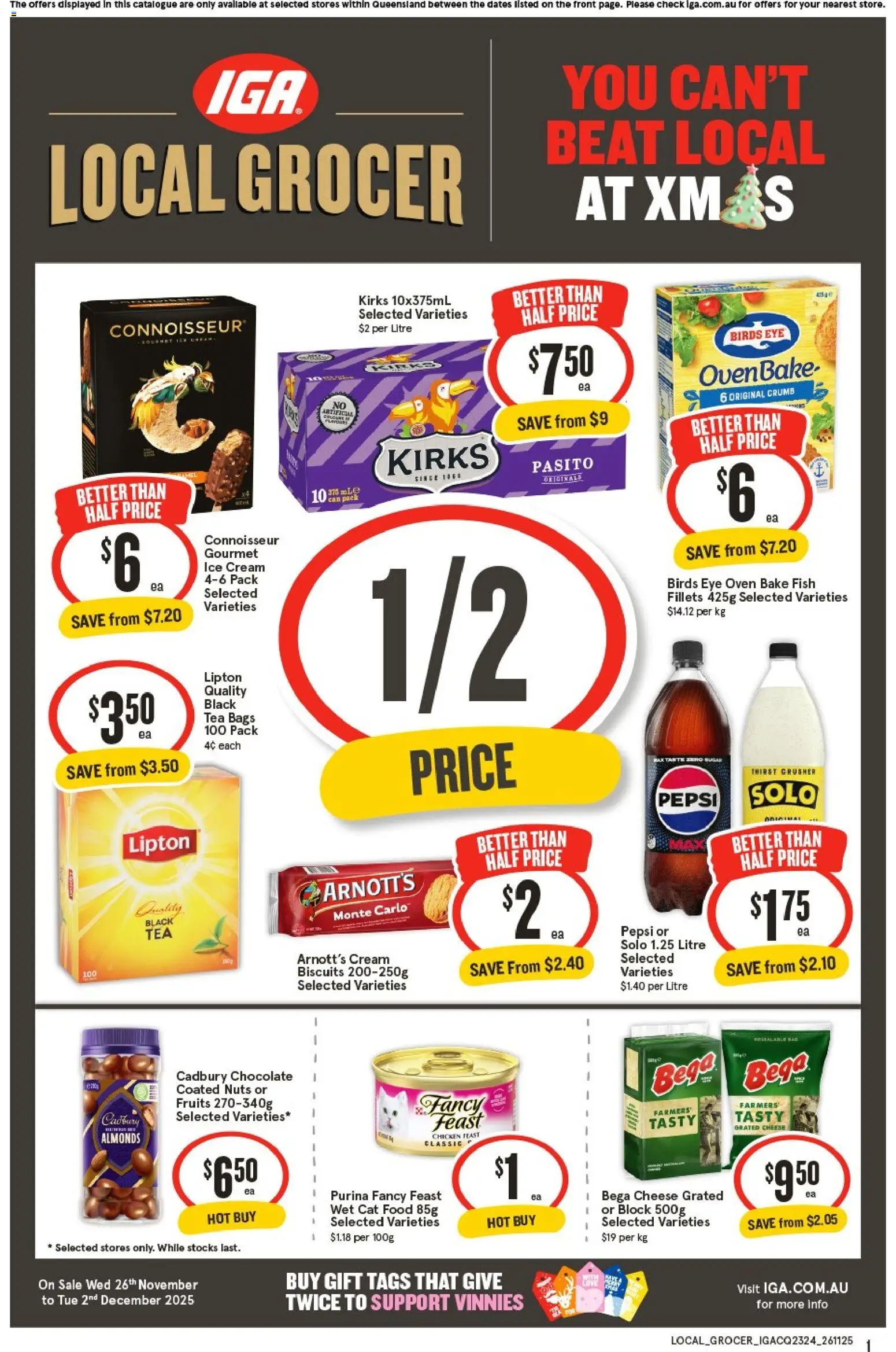 IGA catalogue - valid from 26.11.2025 | Page: 1 | Products: Almonds, Cream, Biscuits, Oven