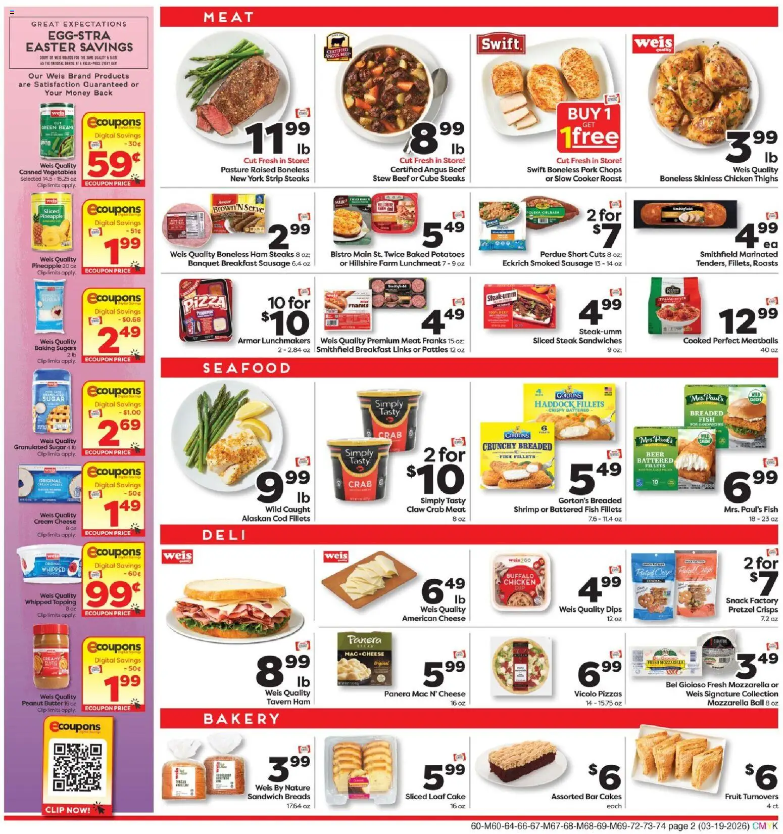 Weis Weekly Circular - WV - valid from 19.03.2026 | Page: 2 | Products: Butter, Pork, Pineapple, Sugar