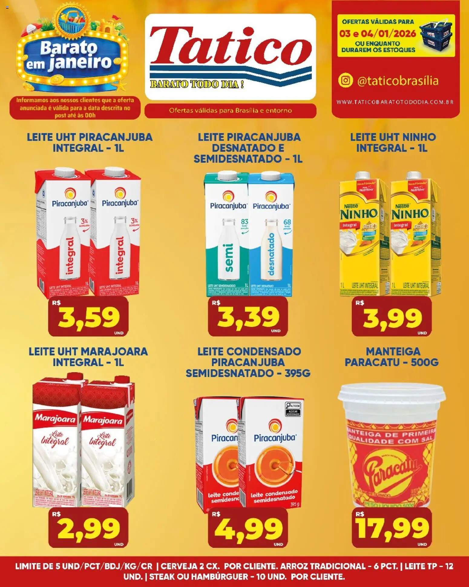 Tatico Folheto - válido de 05.01.2026 | Página: 18 | Produtos: Leite, Manteiga, Cerveja, Leite condensado