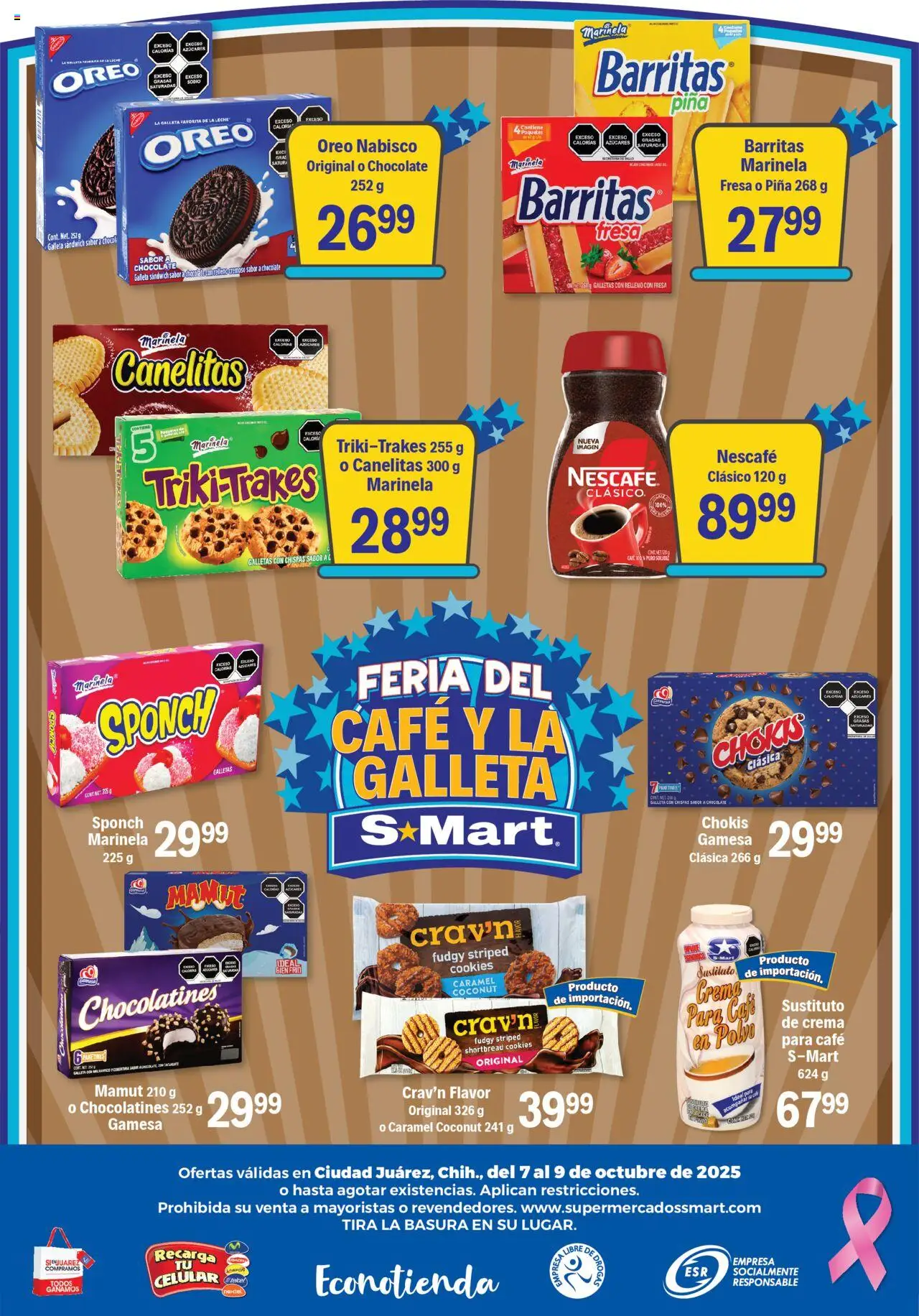 Nuevas ofertas de S-Mart válidas en toda la República Mexicana desde el 07.10.2025. ¡Encuentra las mejores ofertas en S-Mart - Folleto - Juarez! | Página: 6 | Productos: Fresa, Chocolate, Galletas, Polvo