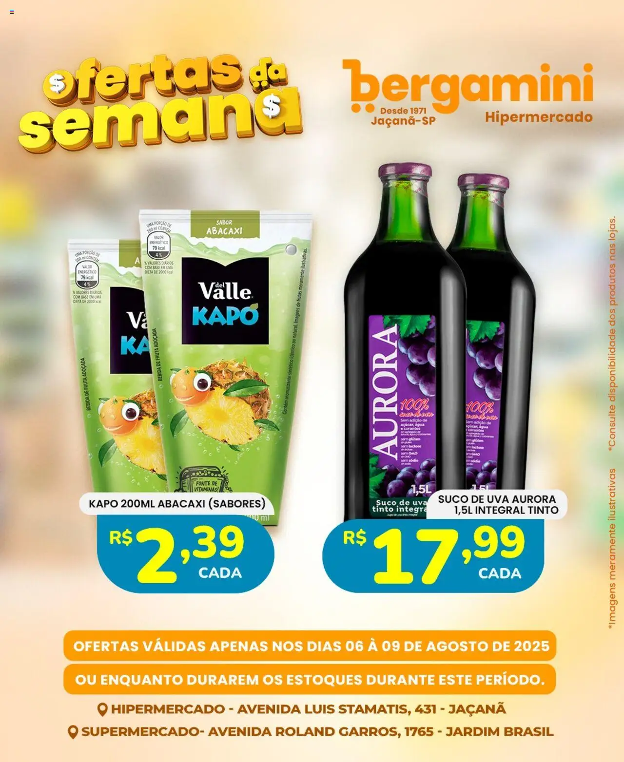 Supermercado Bergamini Folheto - válido de 06.08.2025 | Página: 13 | Produtos: Suco, Base, Abacaxi, Bebida