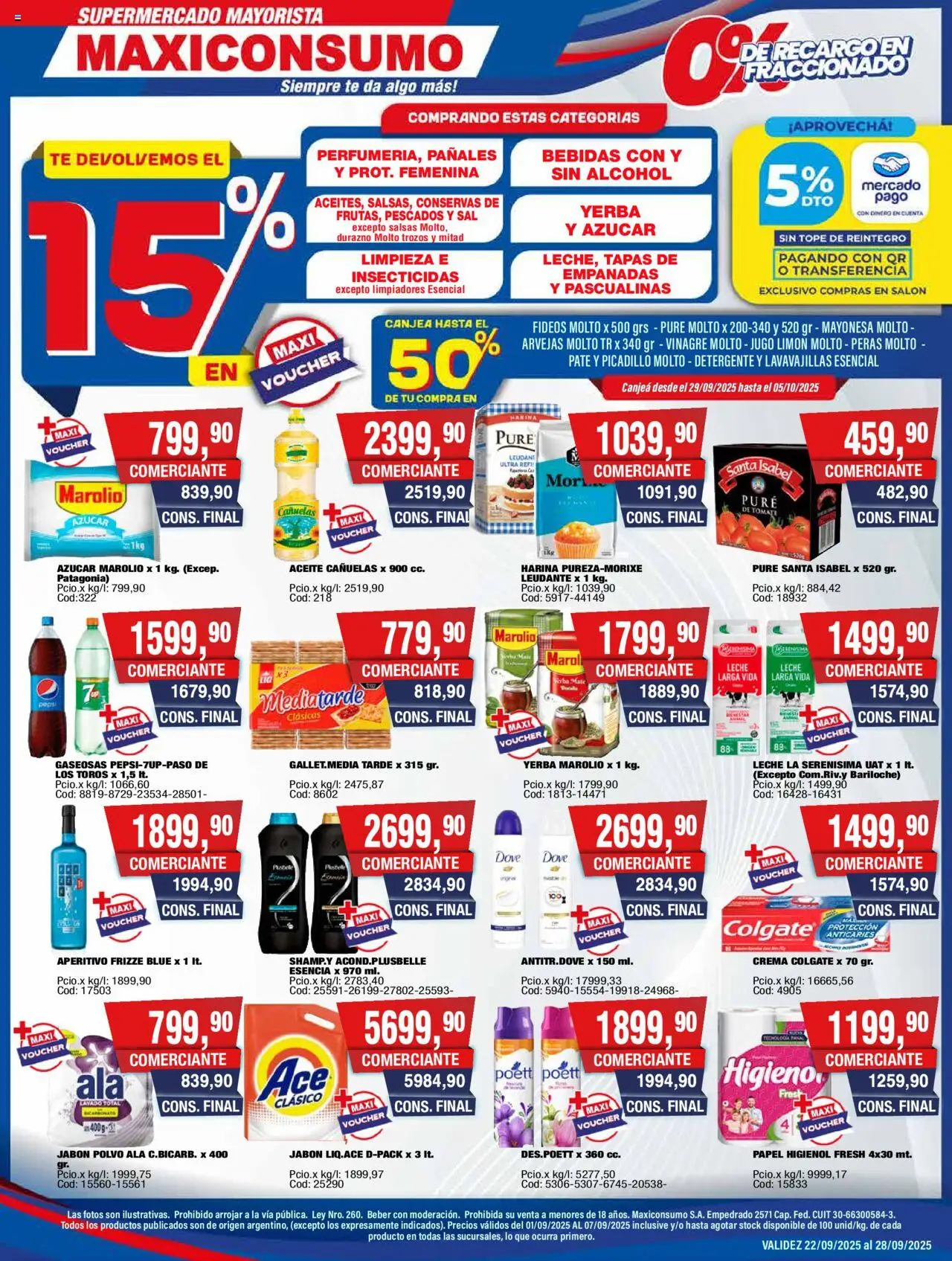 Maxiconsumo ofertas │ válido desde el 29.09.2025 | Página: 1 | Productos: Mate, Yerba, Limón, Fideos