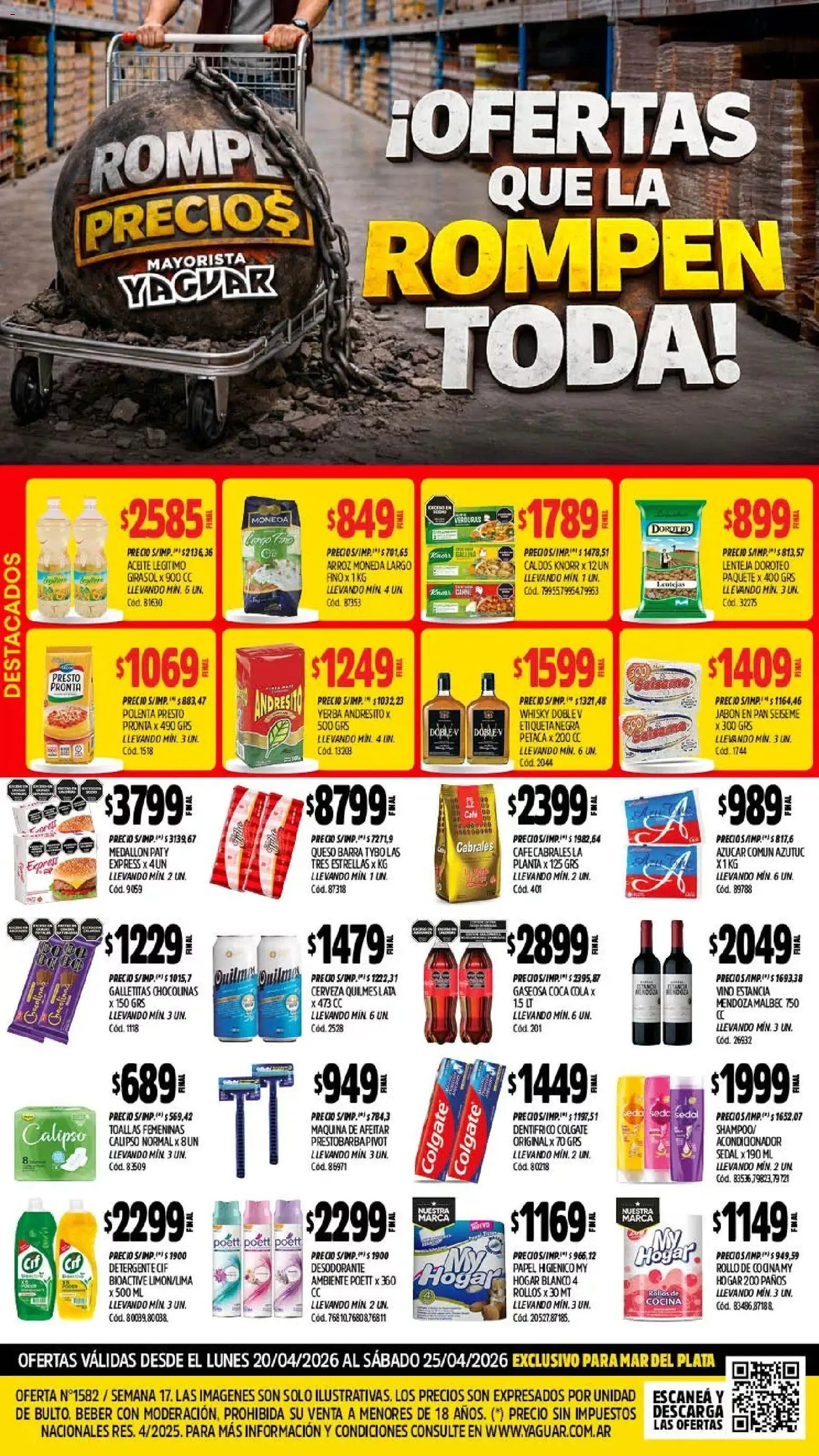 Yaguar - Oferta Semanal Mar del Plata │ válido desde el 20.04.2026 | Página: 1 | Productos: Cocina, Maquina de afeitar, Lentejas, Arroz