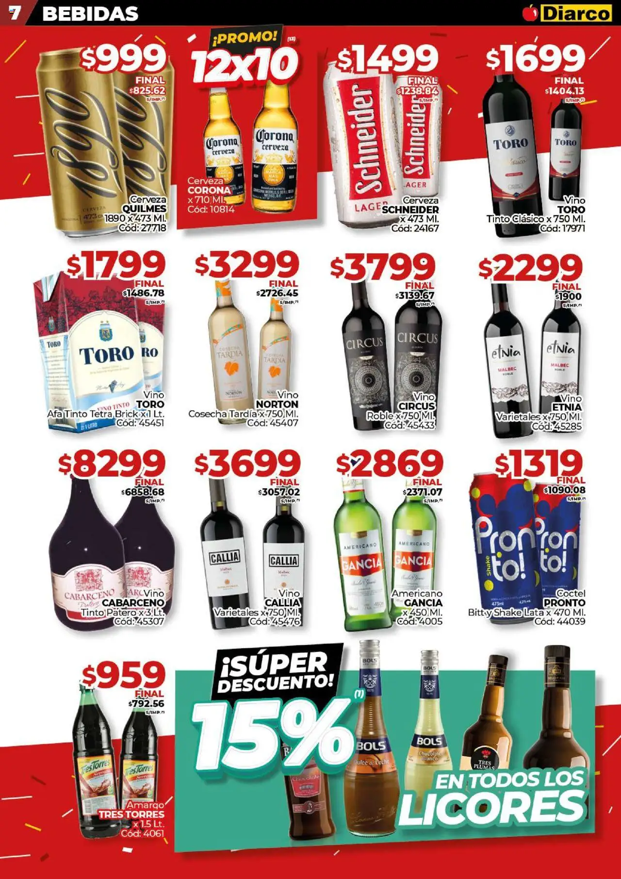 Diarco ofertas │ válido desde el 25.08.2025 | Página: 7 | Productos: Leche, Chocolate, Vino, Cerveza