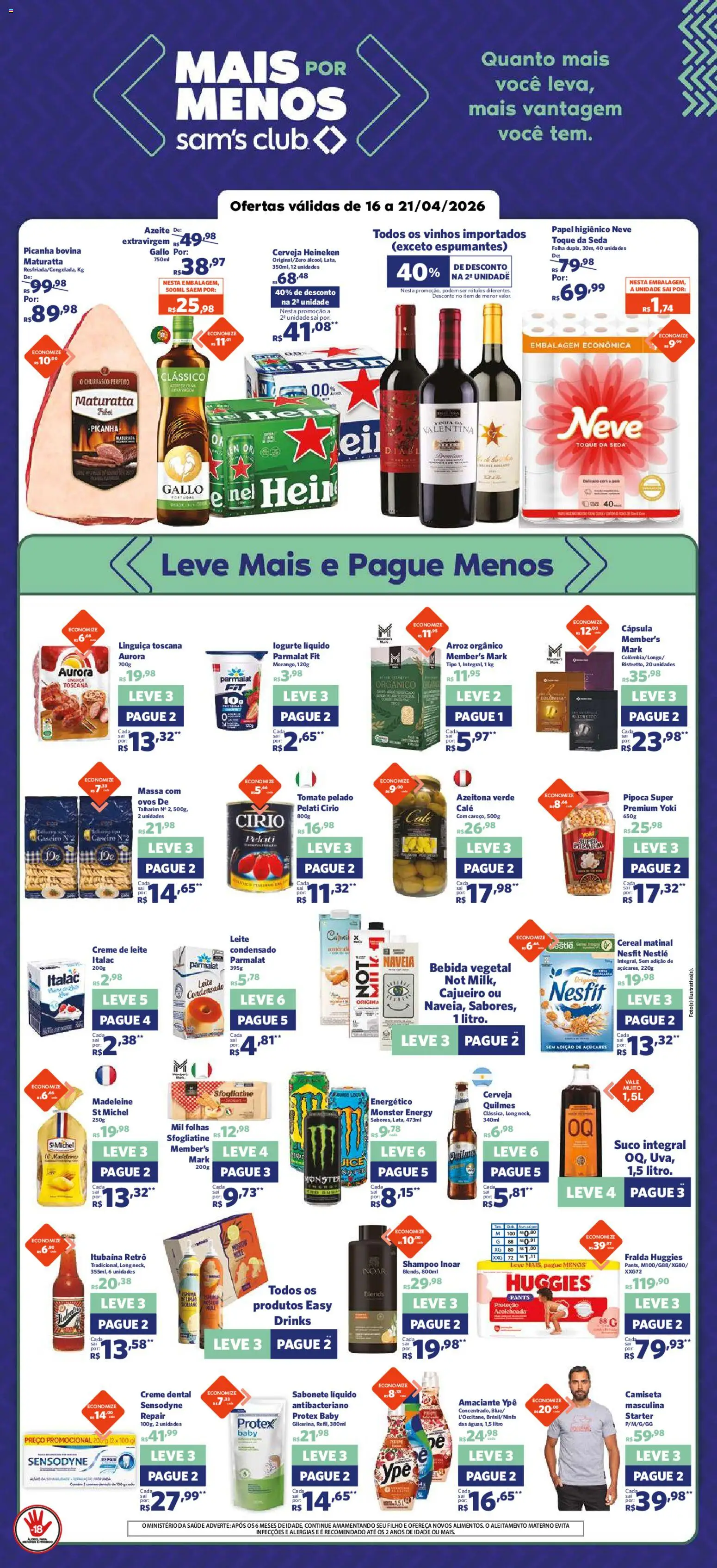 Sam's Club Folheto - válido de 16.04.2026 | Página: 1 | Produtos: Shampoo, Leite, Creme de leite, Amaciante