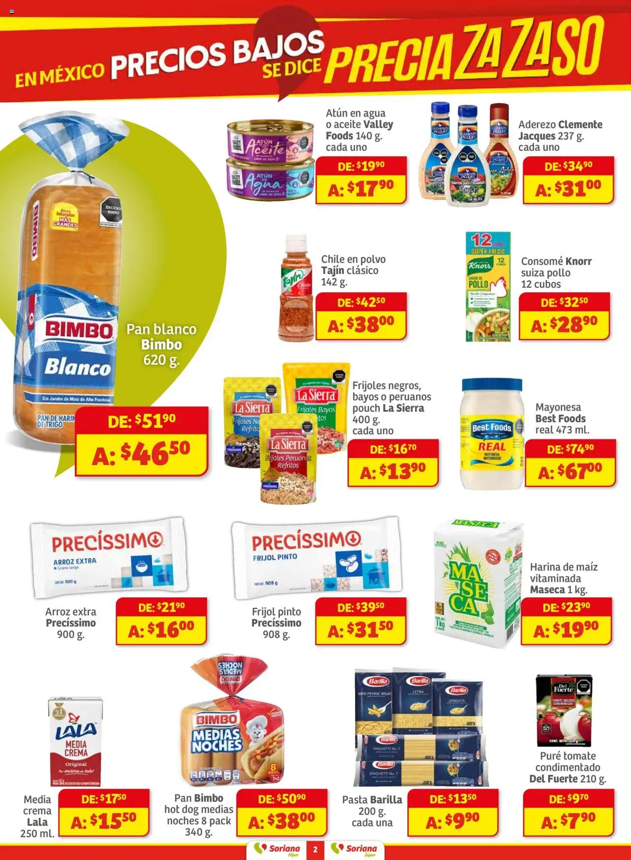 Nuevas ofertas de Soriana válidas en toda la República Mexicana desde el 01.08.2025. ¡Encuentra las mejores ofertas en Soriana - Preciazazaso Súper BCS, Jal, Nay, Sin, Son! | Página: 2 | Productos: Aderezo, Crema, Tomate, Agua