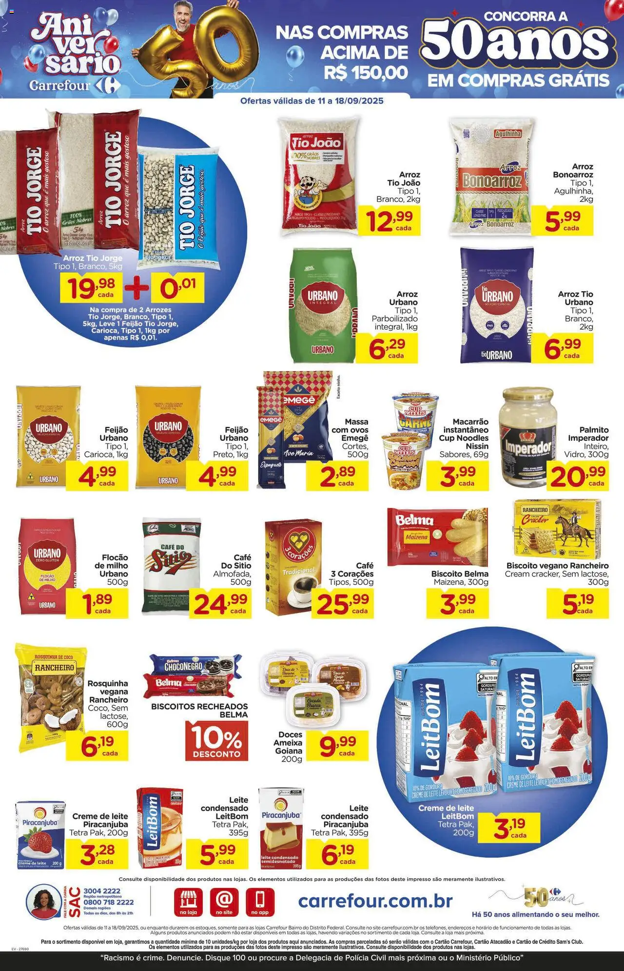 Carrefour Bairro Folheto - válido de 11.09.2025 | Página: 7 | Produtos: Feijão, Creme, Biscoitos, Leite condensado