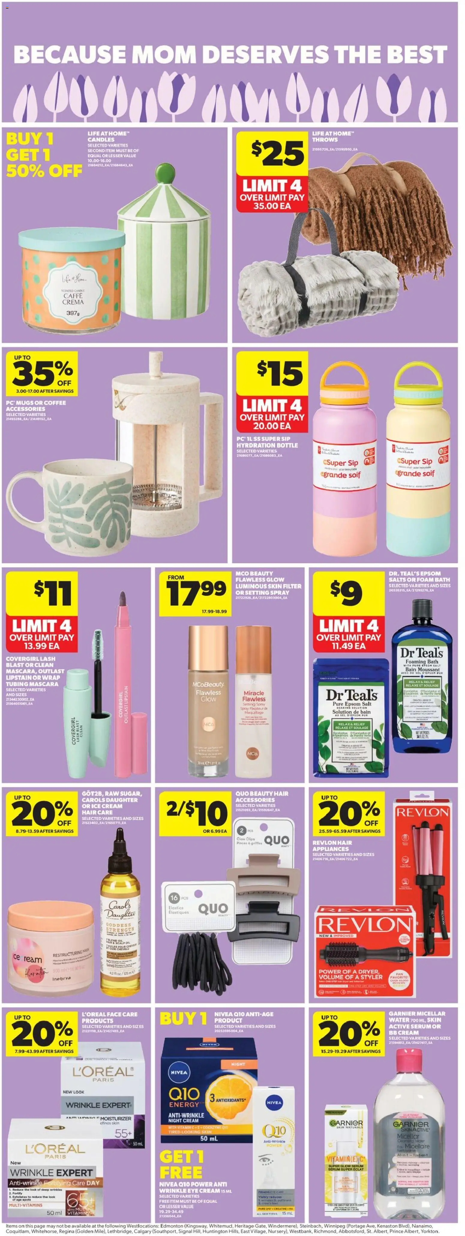 Real Canadian Superstore flyer valid from 23.04.2026 | Page: 34 | Products: Cream, Mascara, Mask, Coffee