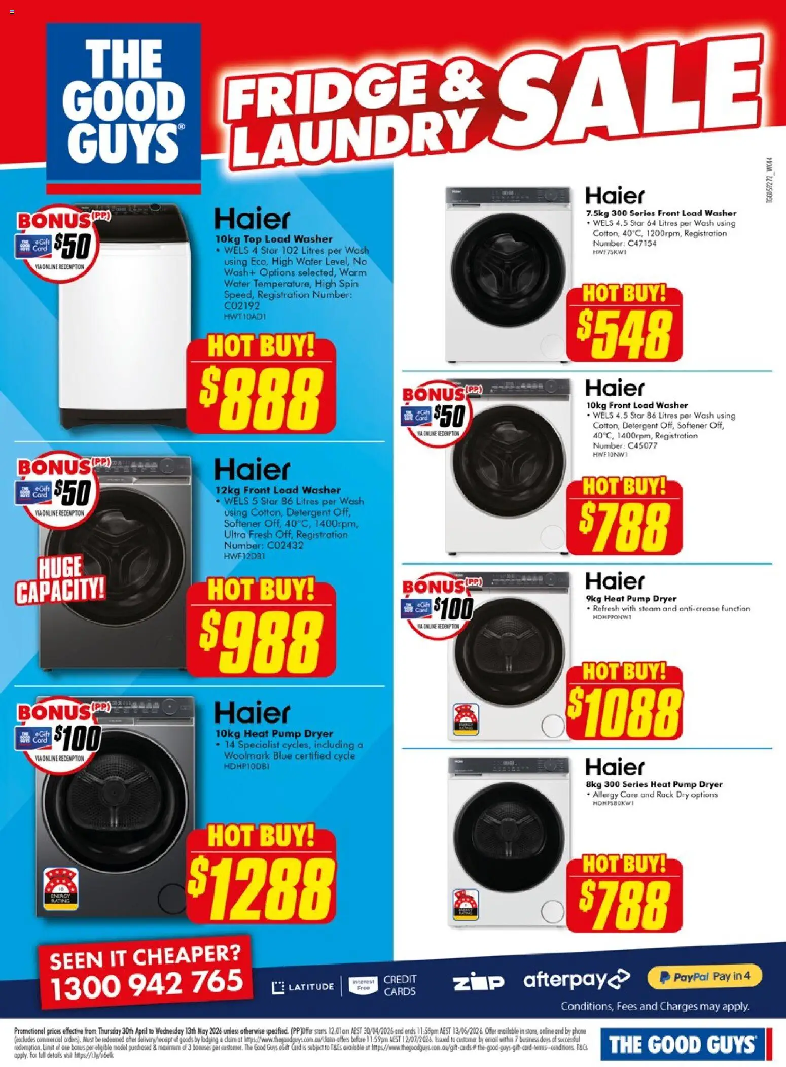 The Good Guys catalogue - valid from 30.04.2026 | Page: 5 | Products: Water, Laundry, Fridge, Washer