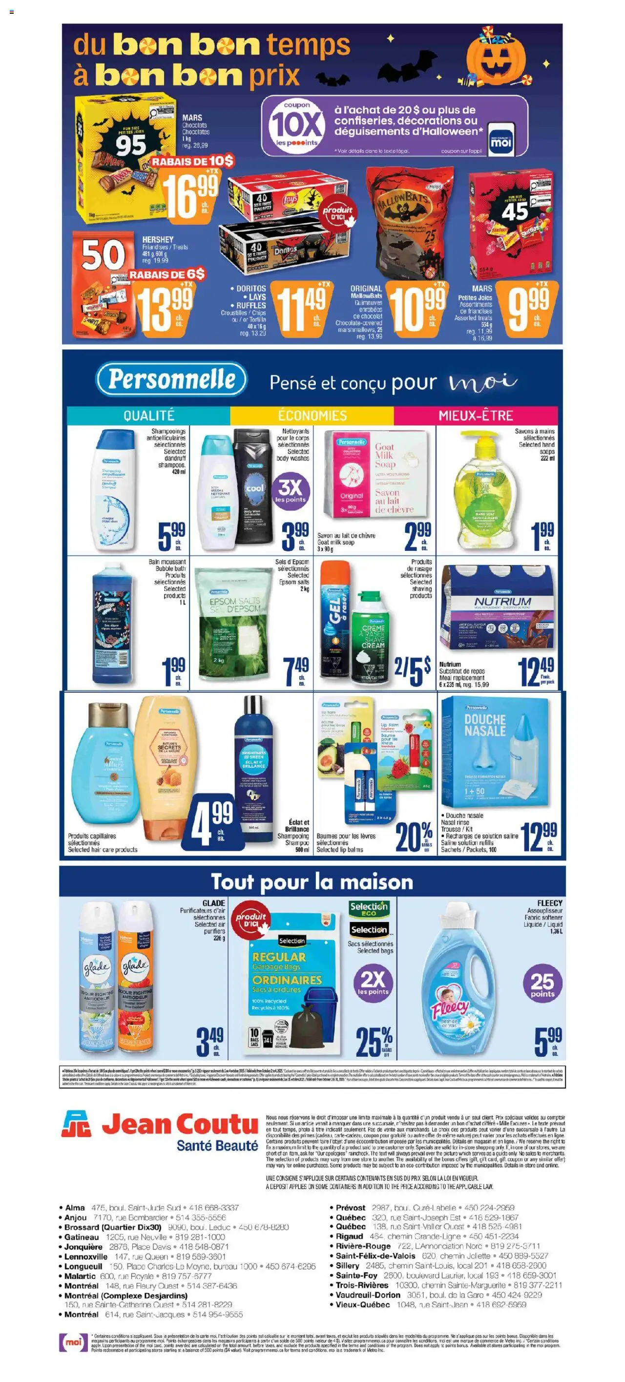 Jean Coutu flyer valid from 02.10.2025 | Page: 4 | Products: Shampoo, Soap, Bath, Milk