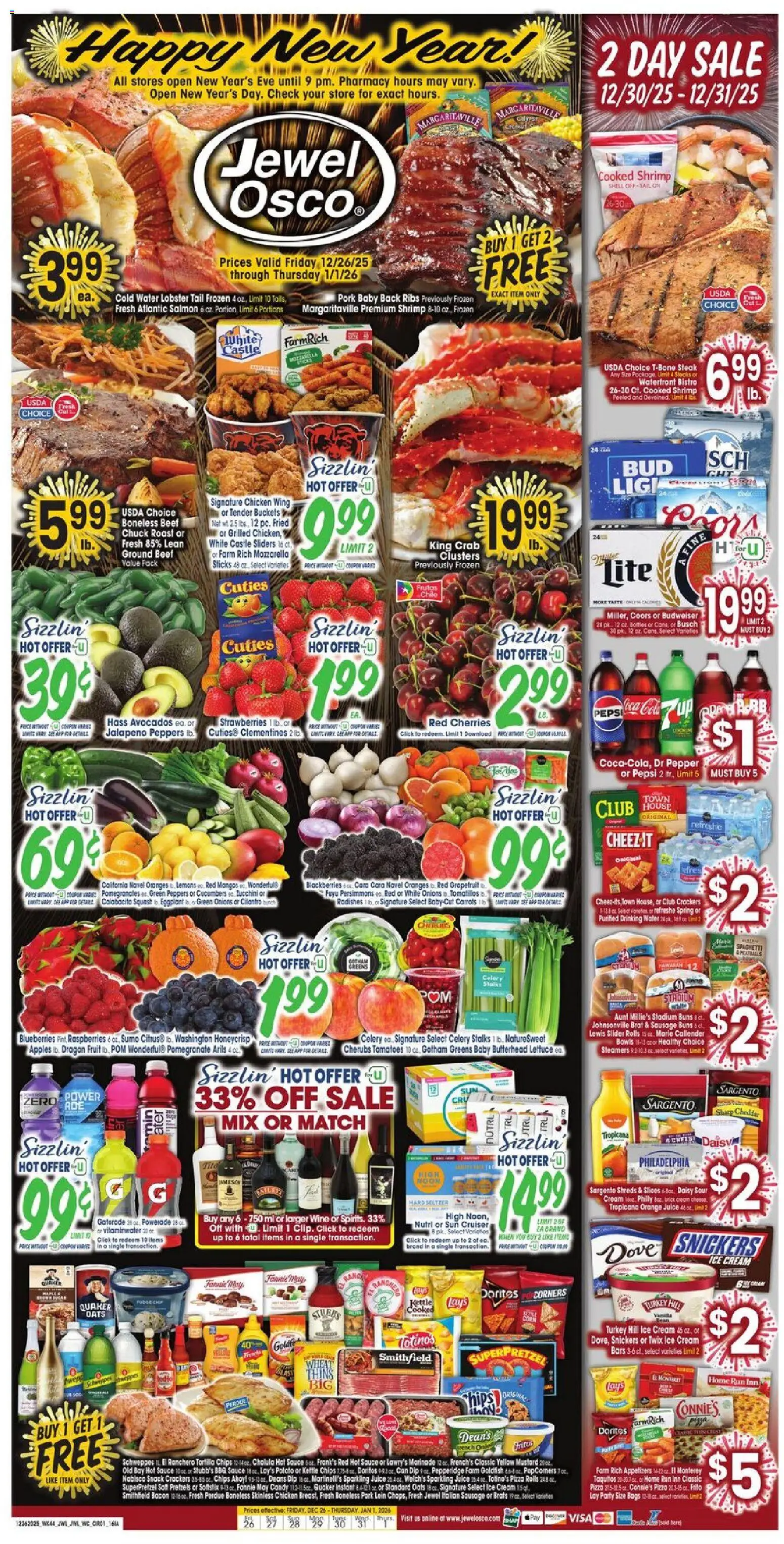 Jewel Osco Weekly Ad - IA - valid from 26.12.2025 | Page: 1 | Products: Juice, Pork, Chips, Blueberries