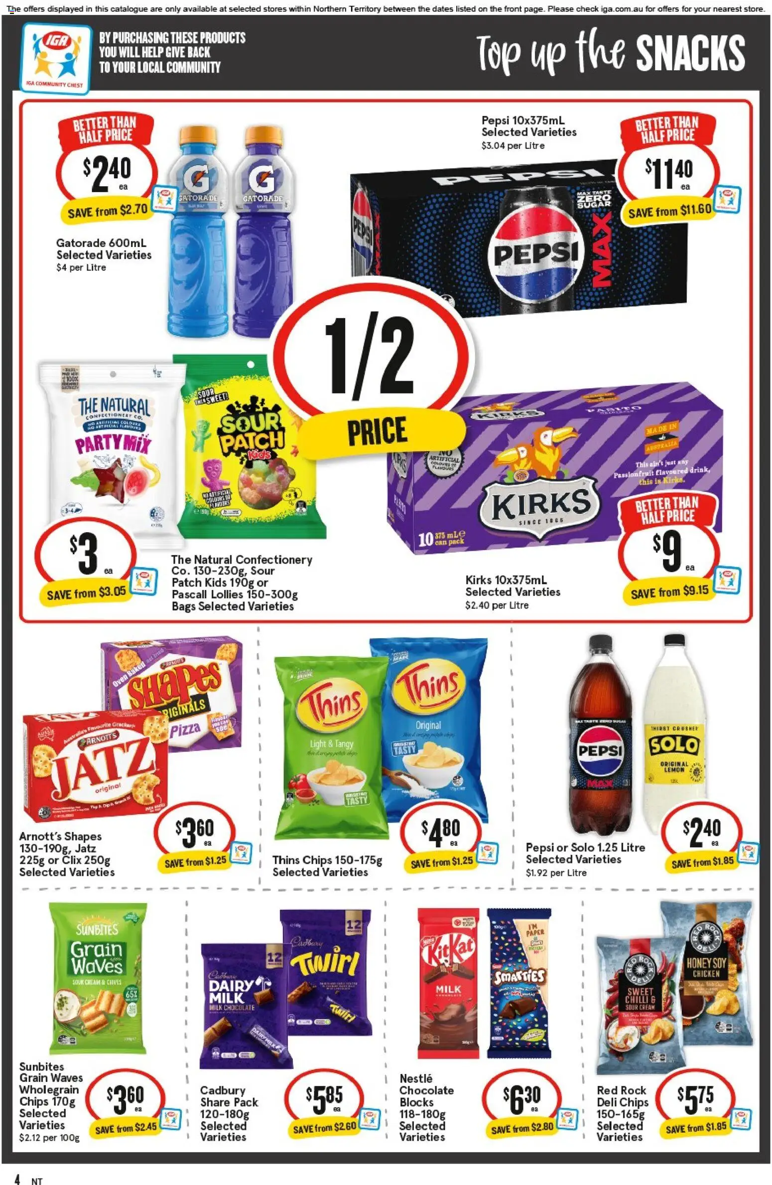 IGA catalogue - valid from 21.01.2026 | Page: 4 | Products: Pizza, Chicken, Lollies, Pepsi