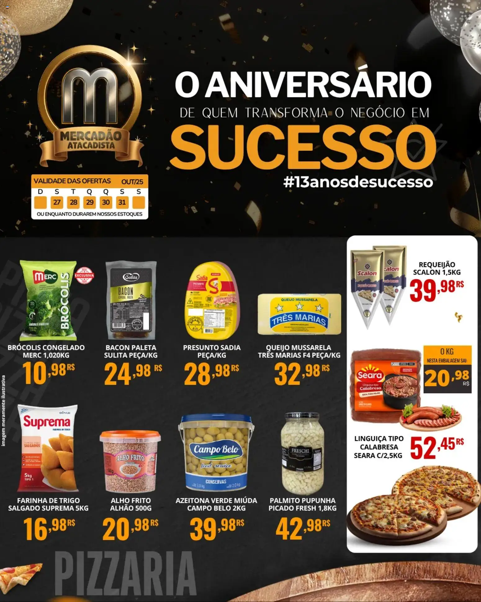 Mercadão Atacadista Folheto - válido de 27.10.2025 | Página: 1 | Produtos: Alho, Palmito, Brócolis, Requeijão