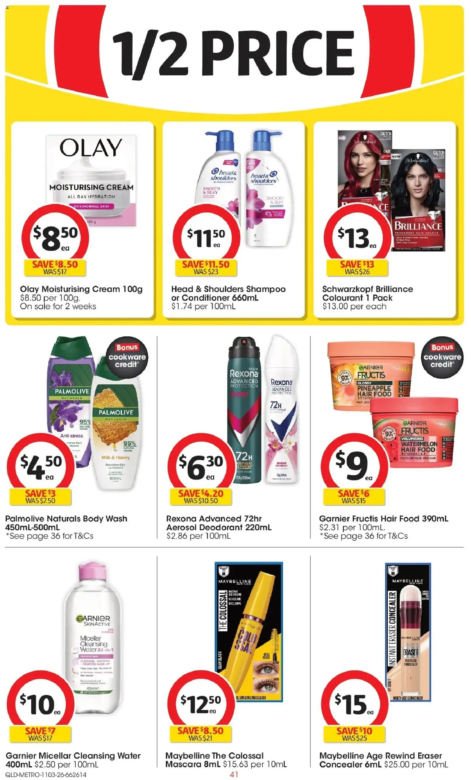 Coles catalogue - valid from 11.03.2026 | Page: 41 | Products: Shampoo, Honey, Deodorant, Cream