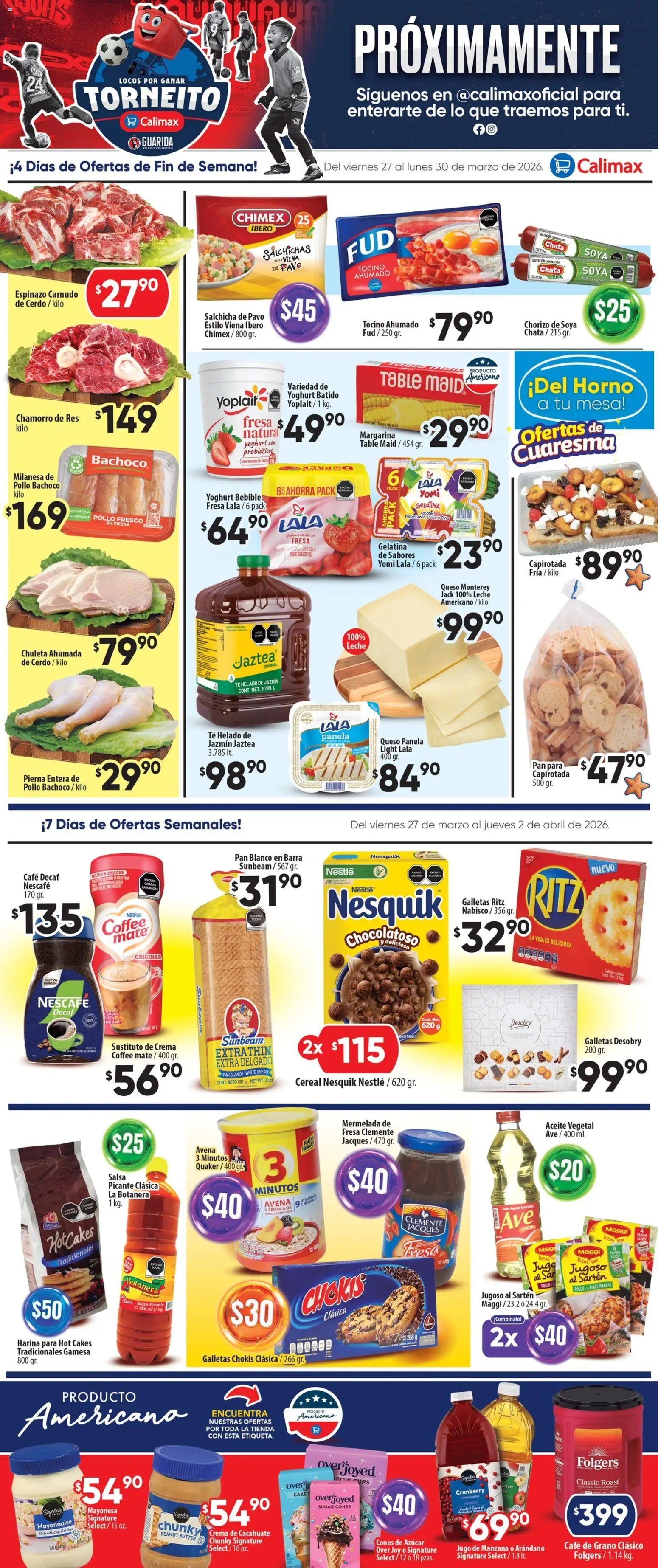 Nuevas ofertas de Calimax válidas en toda la República Mexicana desde el 27.03.2026. ¡Encuentra las mejores ofertas en Calimax folleto Mexicali y SLRC! | Página: 2 | Productos: Aceite, Helado, Vitaminas, Barra