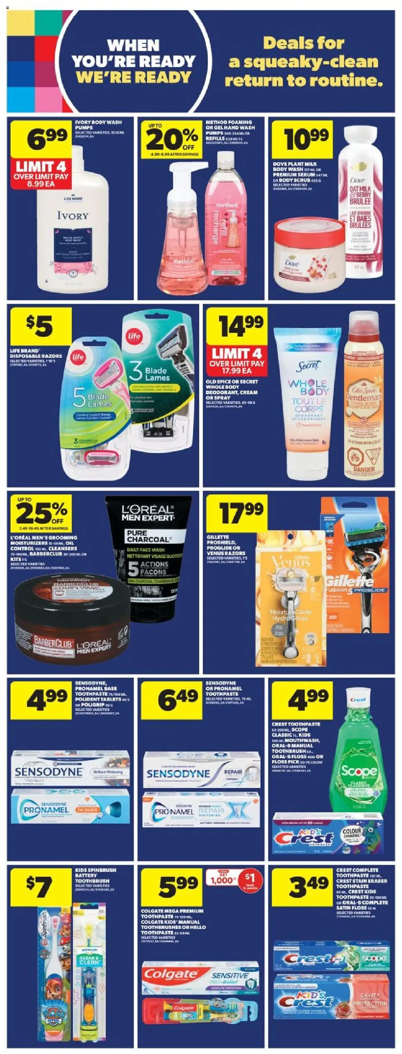 Real Canadian Superstore flyer valid from 31.07.2025 | Page: 22 | Products: Cream, Body wash, Battery, Oil