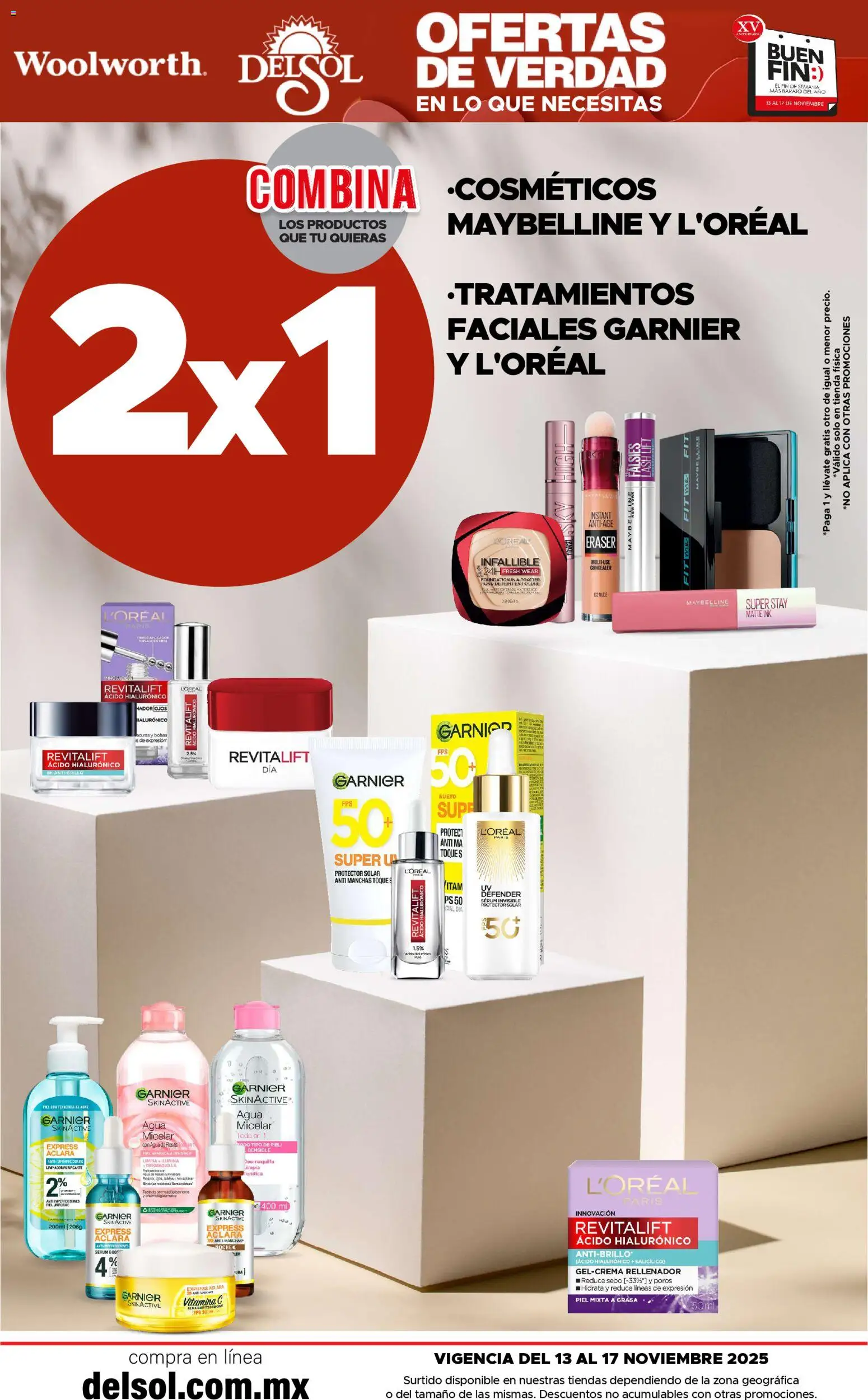 Nuevas ofertas de Del Sol y Woolworth válidas en toda la República Mexicana desde el 13.11.2025. ¡Encuentra las mejores ofertas en Del Sol y Woolworth Buen fin! | Página: 7 | Productos: Serum, Agua, Protector solar
