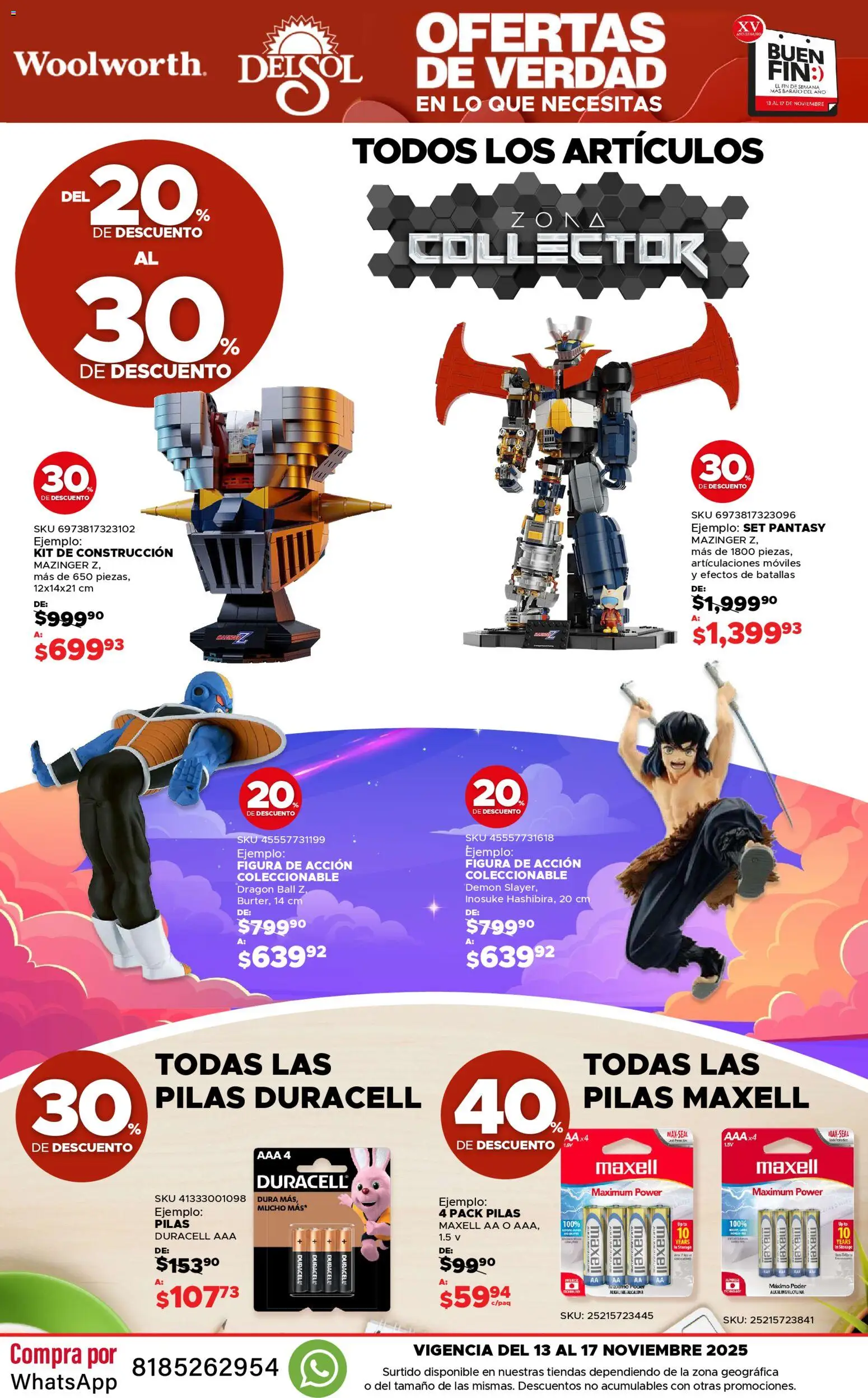 Nuevas ofertas de Del Sol y Woolworth válidas en toda la República Mexicana desde el 13.11.2025. ¡Encuentra las mejores ofertas en Del Sol y Woolworth Buen fin! | Página: 5 | Productos: Pilas