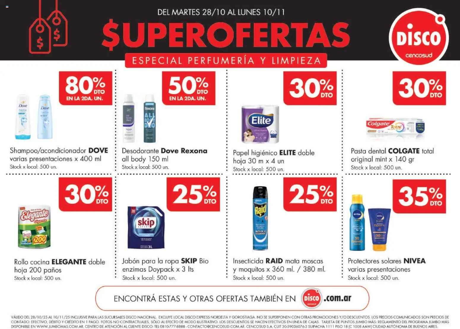 Disco - Especial Perfumería y Limpieza │ válido desde el 28.10.2025 | Página: 1 | Productos: Insecticida, Jabón, Pasta dental, Ropa