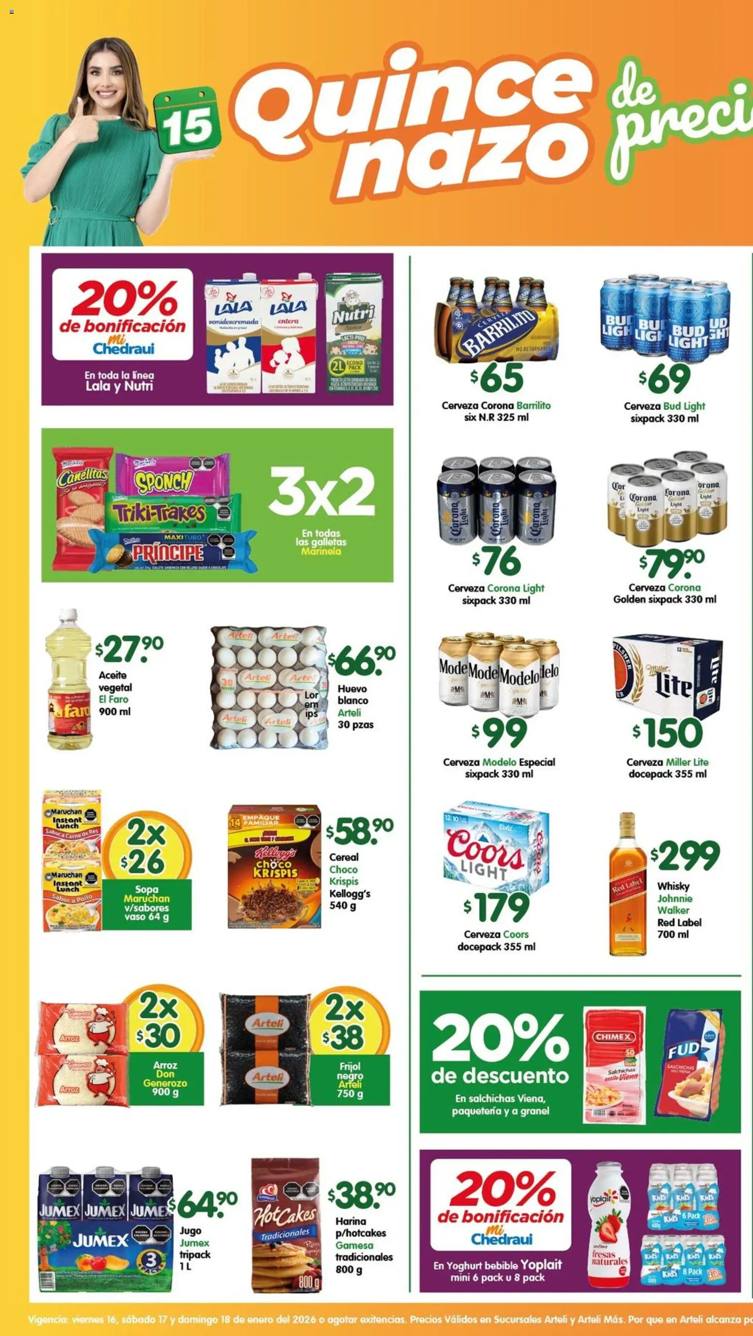 Nuevas ofertas de Arteli válidas en toda la República Mexicana desde el 16.01.2026. ¡Encuentra las mejores ofertas en Arteli folleto Tuxpan! | Página: 1 | Productos: Pollo, Res, Fresas, Galletas