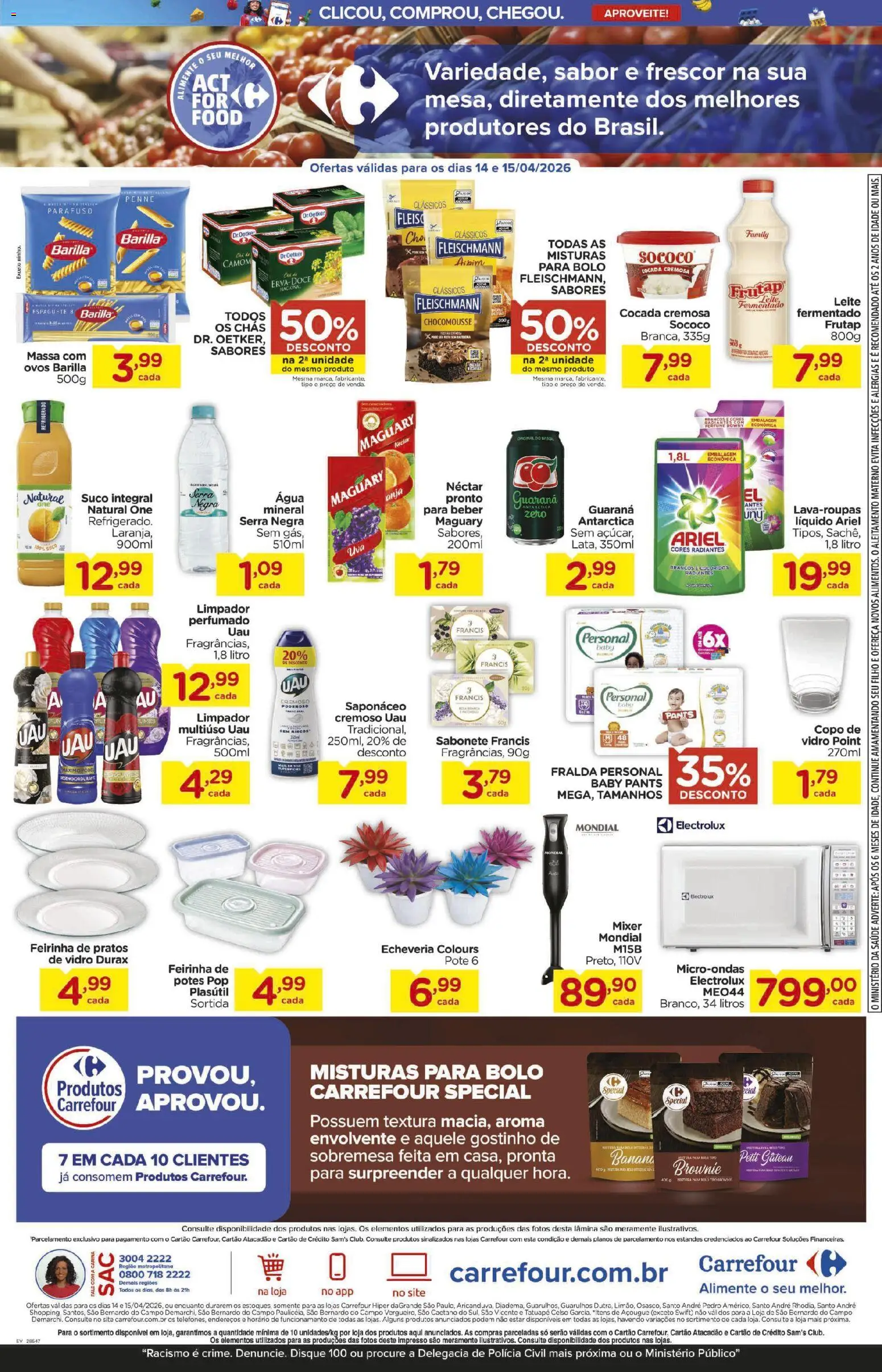 Carrefour Folheto - válido de 14.04.2026 | Página: 3 | Produtos: Ariel, Leite, Saponáceo, Perfumes