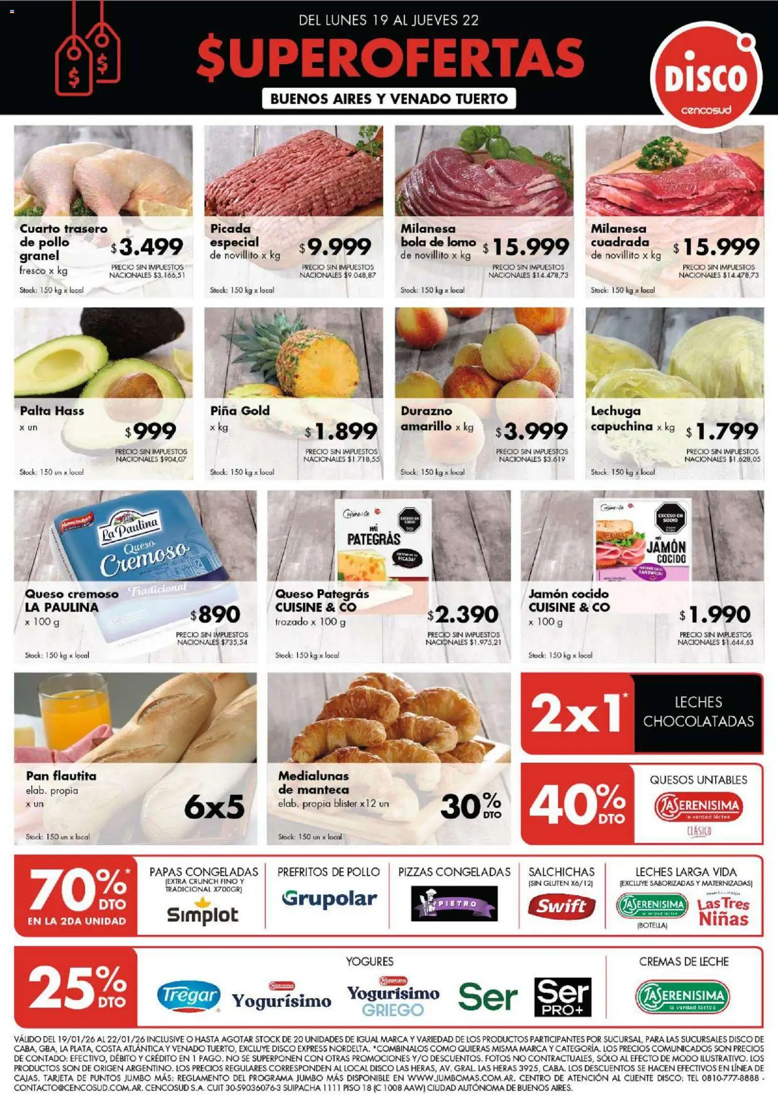 Disco ofertas │ válido desde el 19.01.2026 | Página: 1 | Productos: Botella, Palta, Leche, Jamón