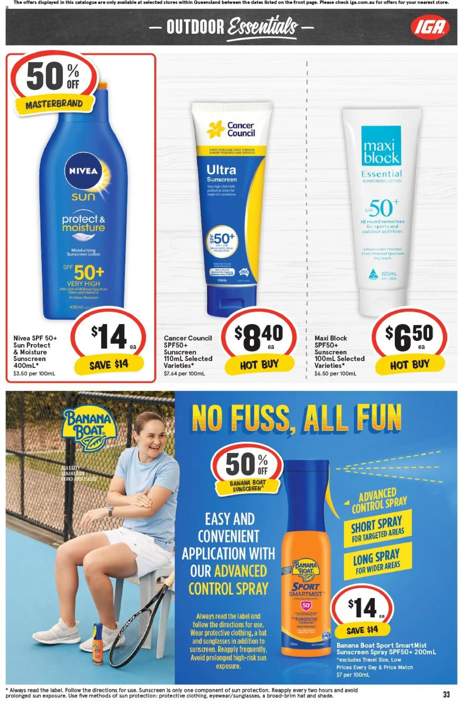 IGA catalogue - valid from 29.10.2025 | Page: 32 | Products: Sunscreen, Water, Sunglasses, Hat