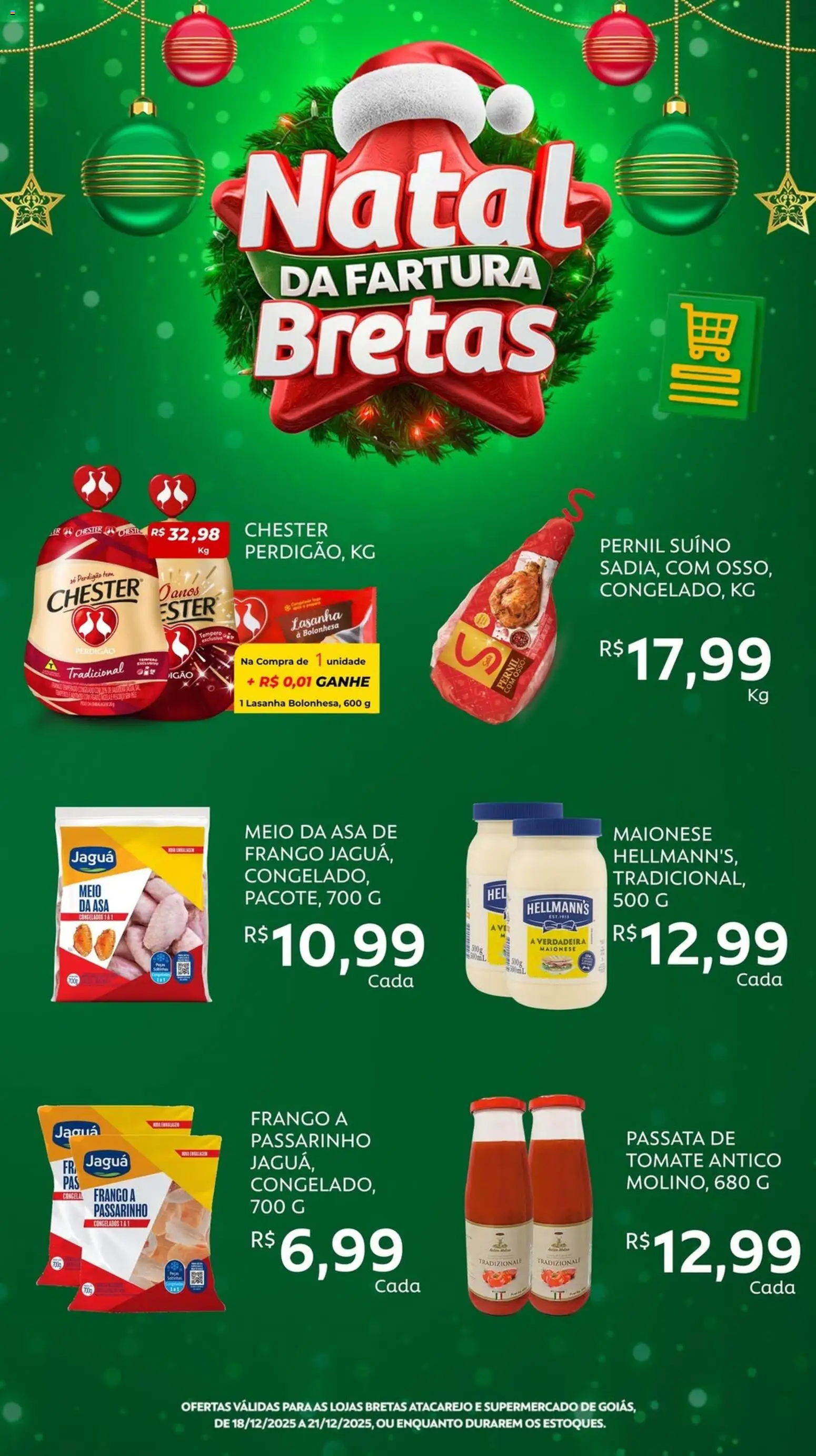 Bretas Folheto - válido de 18.12.2025 | Página: 4 | Produtos: Pernil, Lasanha, Frango, Maionese
