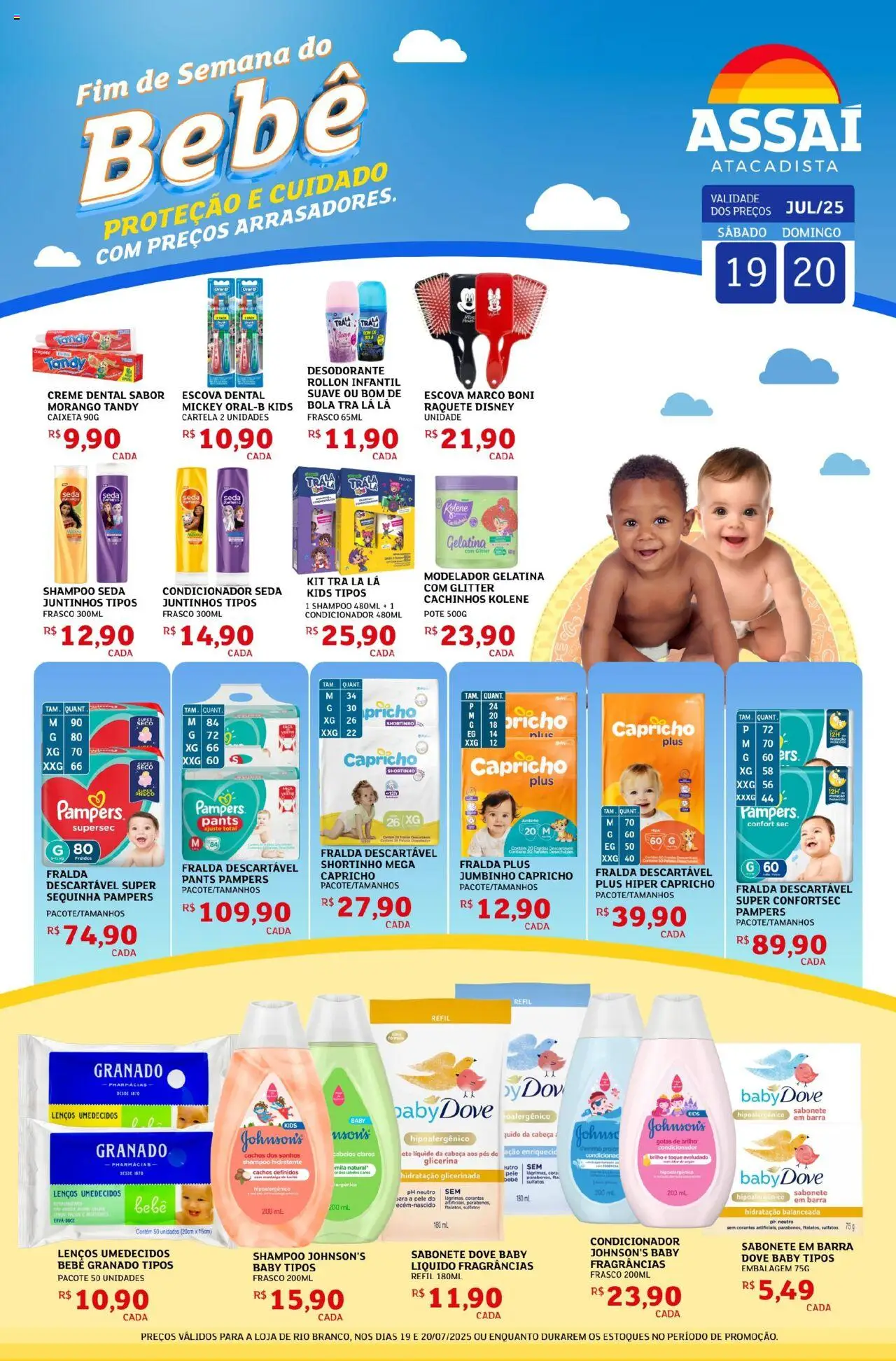 Assaí Atacadista Folheto - válido de 19.07.2025 | Página: 1 | Produtos: Pampers, Escova, Creme, Sabonete