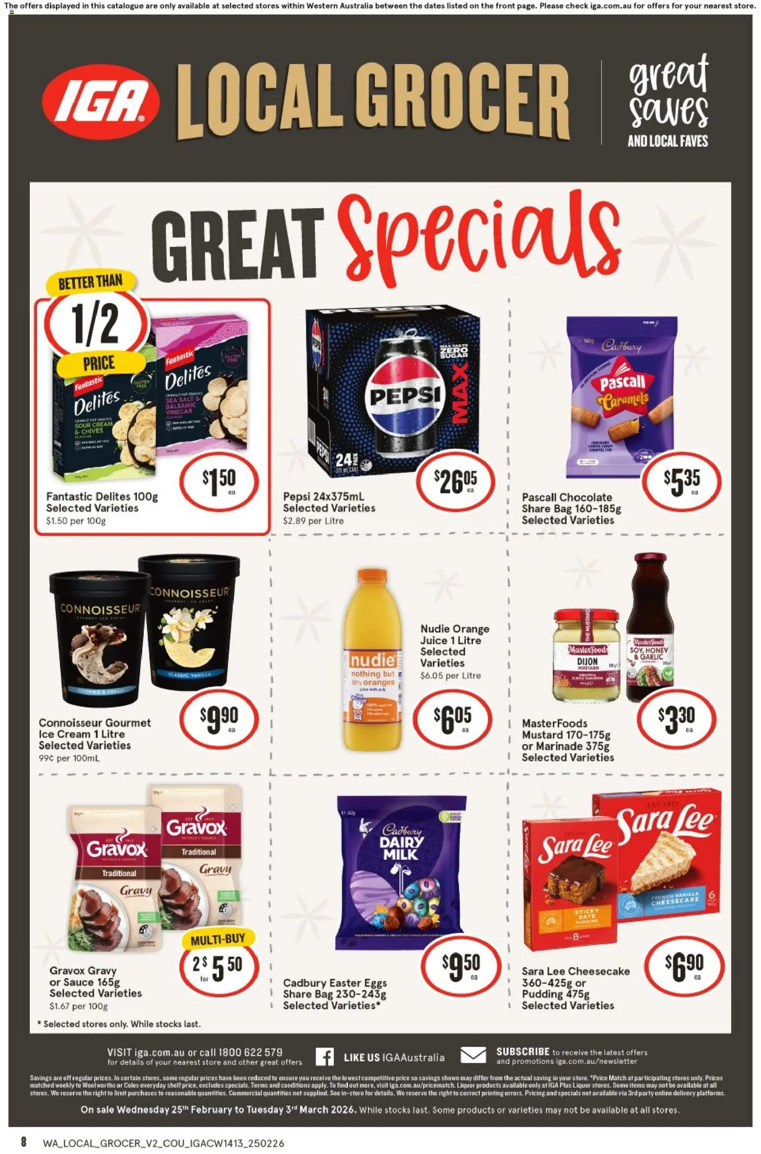 IGA catalogue - valid from 25.02.2026 | Page: 8 | Products: Shelf, Pepsi, Garlic, Date