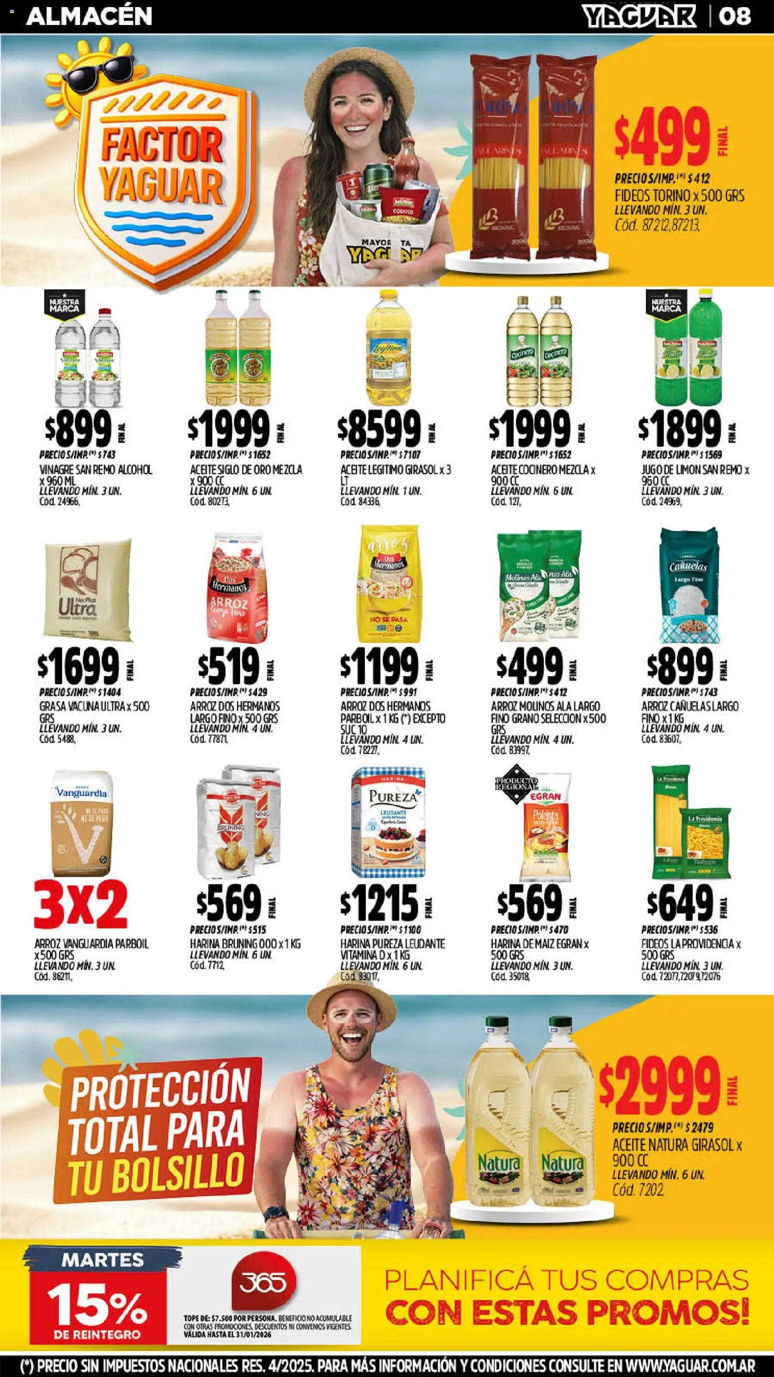 Yaguar - Oferta Semanal Córdoba │ válido desde el 19.01.2026 | Página: 8 | Productos: Aceite, Maiz, Limón, Fideos