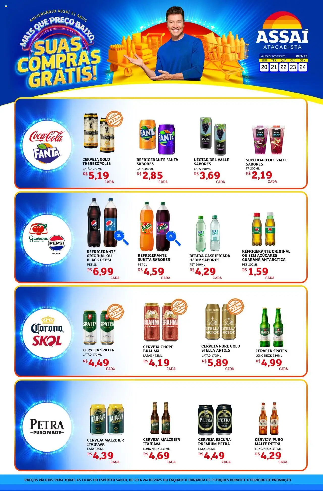 Assaí Atacadista Folheto - válido de 20.10.2025 | Página: 1 | Produtos: Fanta, Suco, Cerveja, Bebida