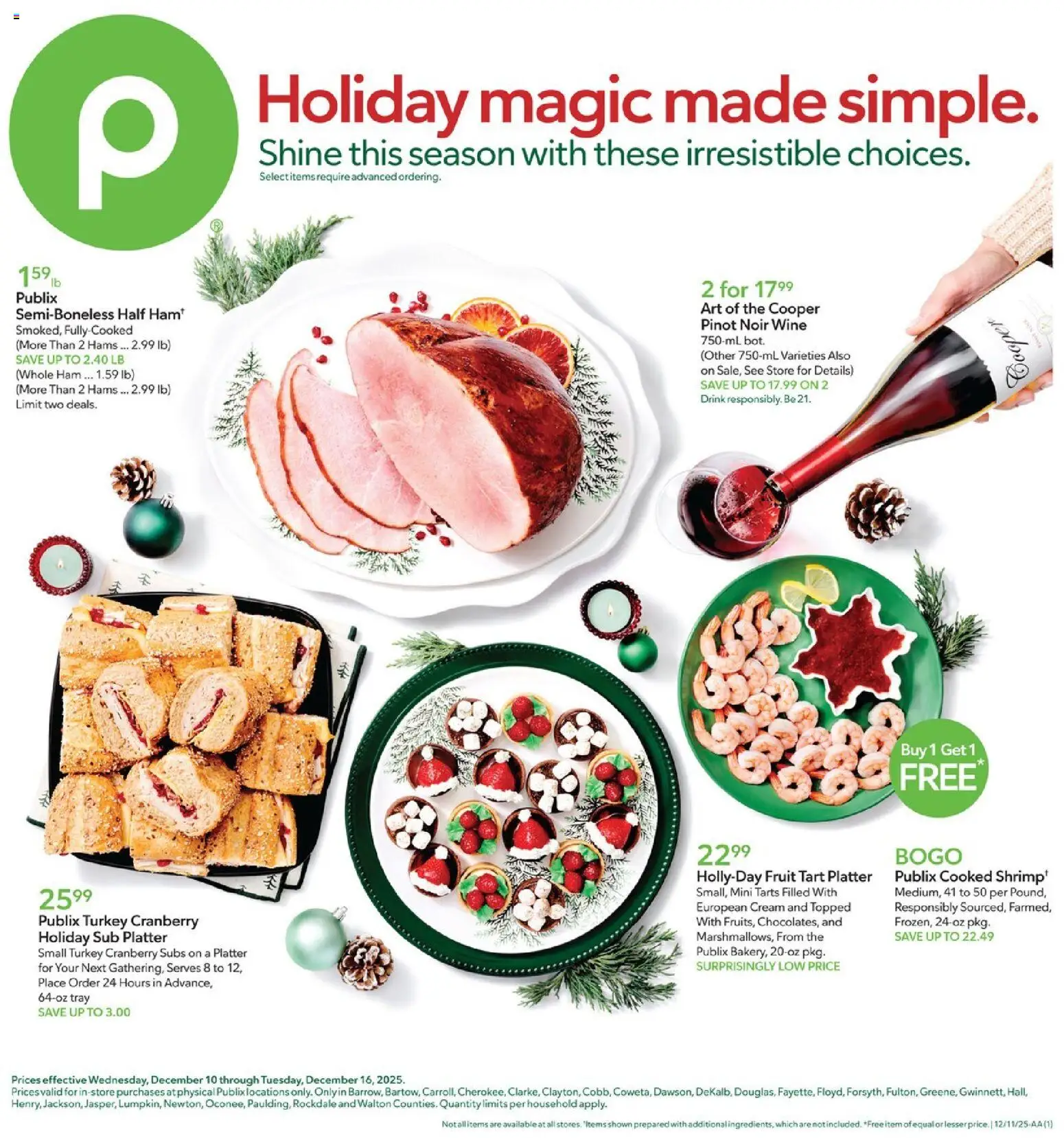 Publix Weekly Ad - valid from 10.12.2025 | Page: 1 | Products: Ham, Wine, Cream