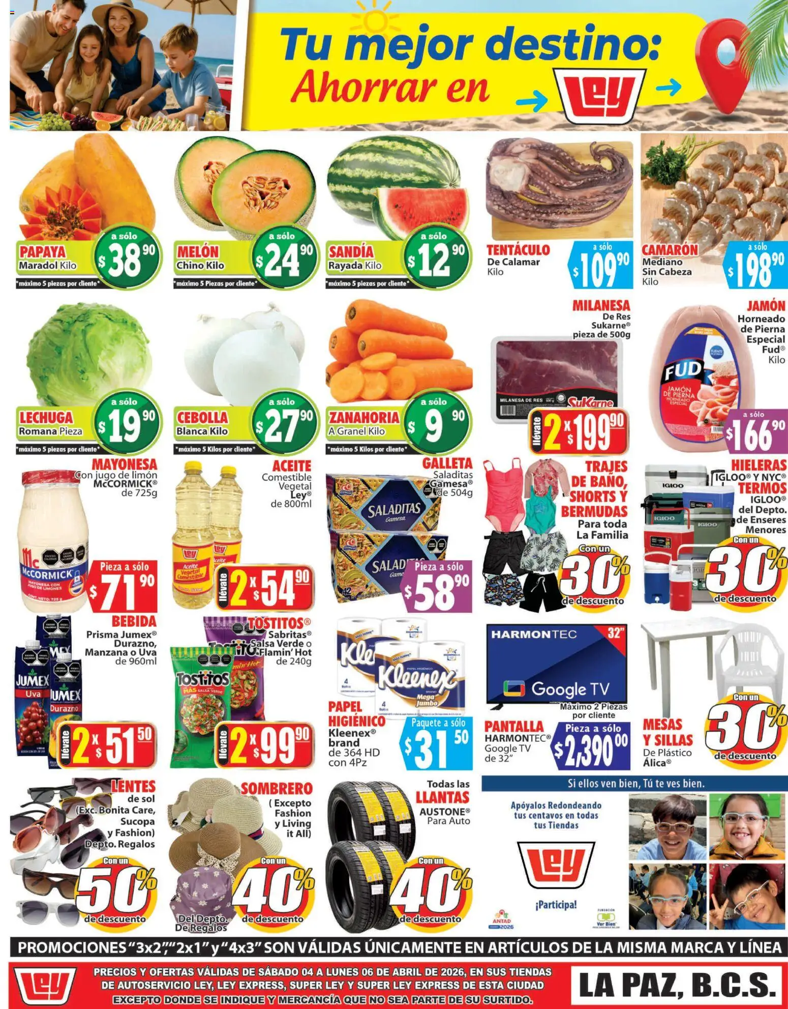 Nuevas ofertas de Casa Ley válidas en toda la República Mexicana desde el 04.04.2026. ¡Encuentra las mejores ofertas en Casa Ley folleto Autoservicio La Paz, BCS! | Página: 1 | Productos: Milanesa, Manzana, Limón, Lechuga