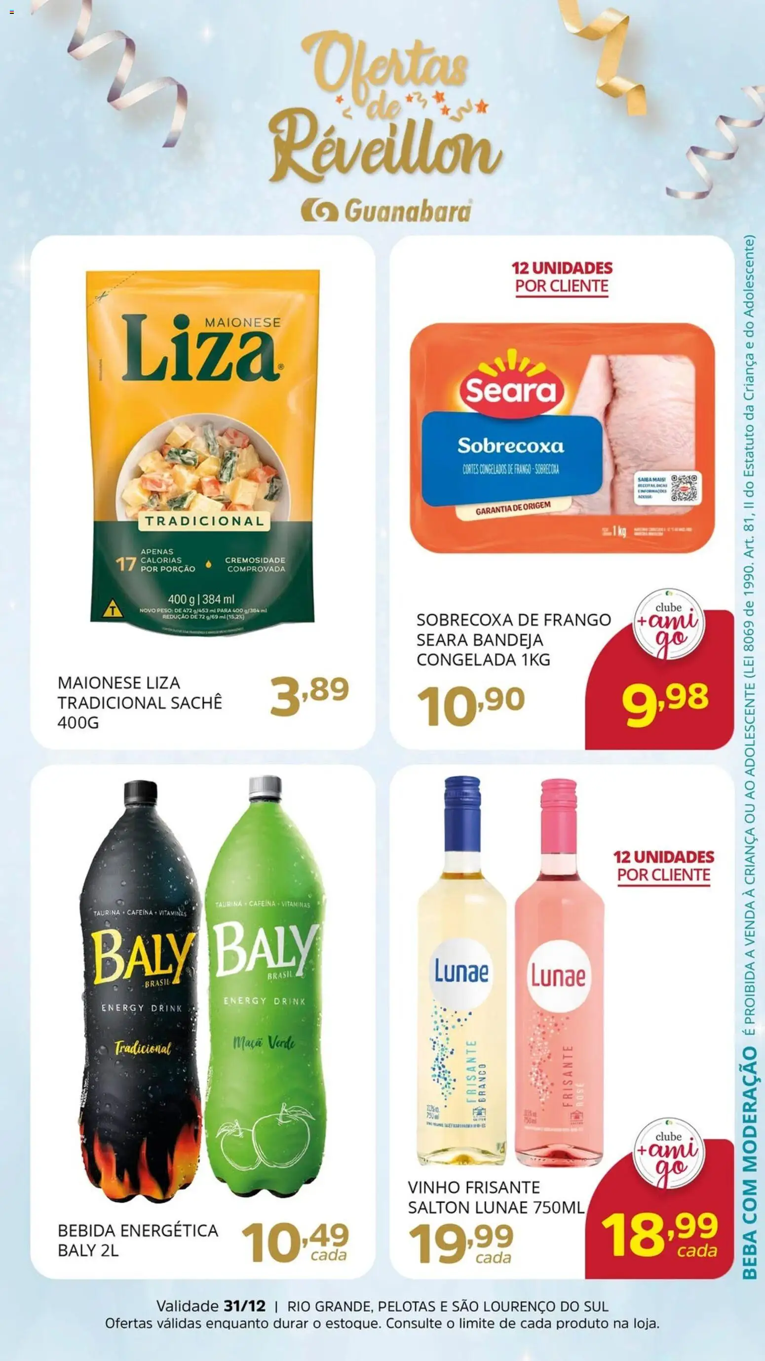Supermercado Guanabara Folheto - válido de 31.12.2025 | Página: 3 | Produtos: Bebida, Bandeja, Frango, Maionese