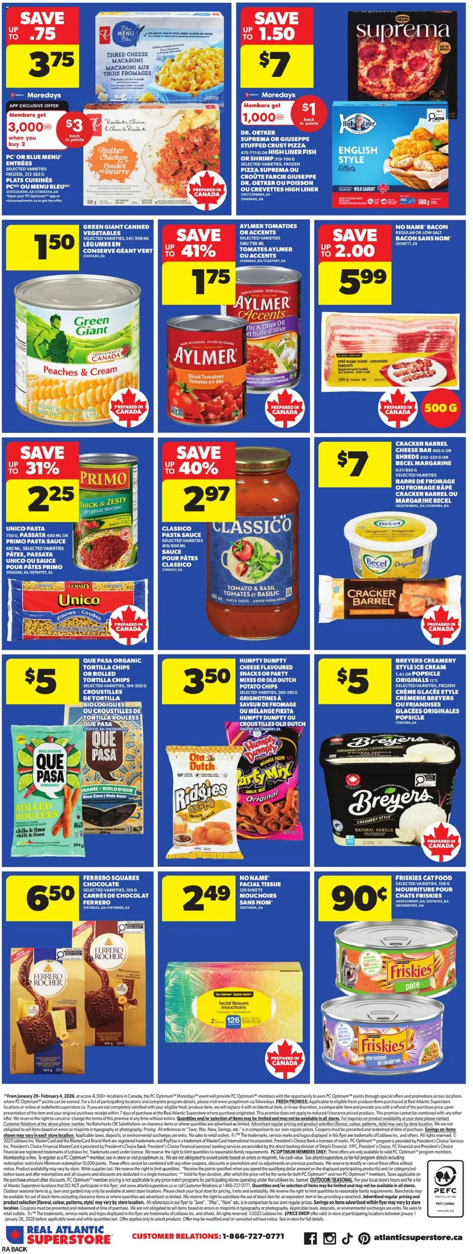 Atlantic Superstore flyer valid from 29.01.2026 | Page: 4 | Products: Fish, Chips, Cream, Tomatoes