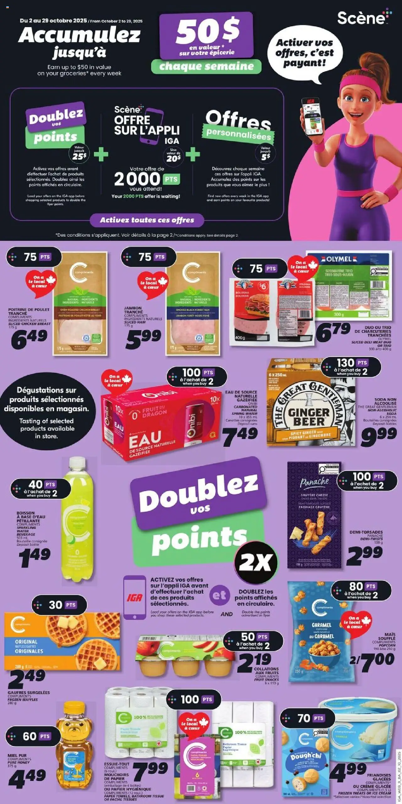 IGA flyer valid from 02.10.2025 | Page: 13 | Products: Cream, Ice cream, Ham, Beer