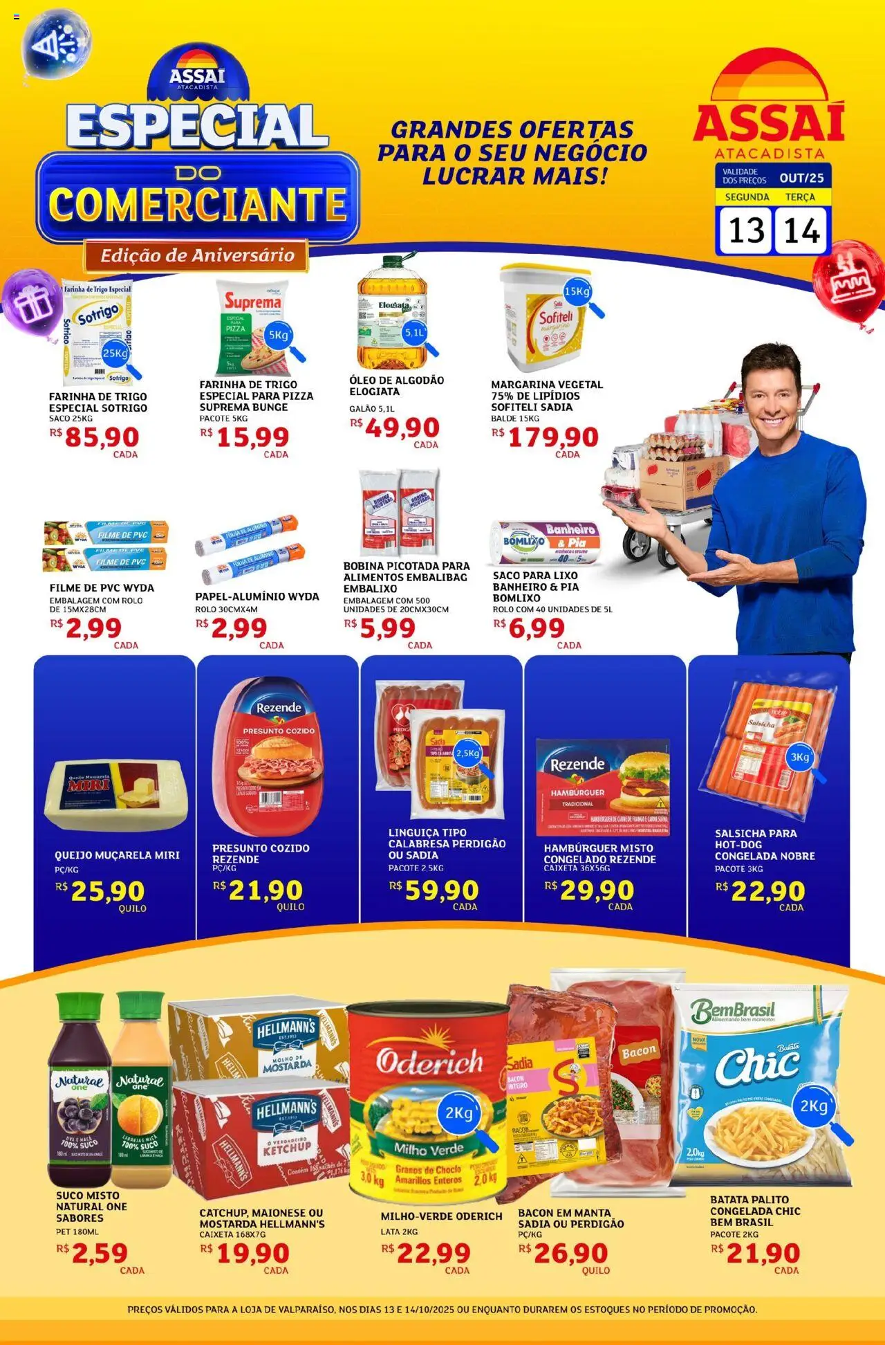 Assaí Atacadista Folheto - válido de 13.10.2025 | Página: 1 | Produtos: Farinha de trigo, Carne de frango, Ketchup, Pia
