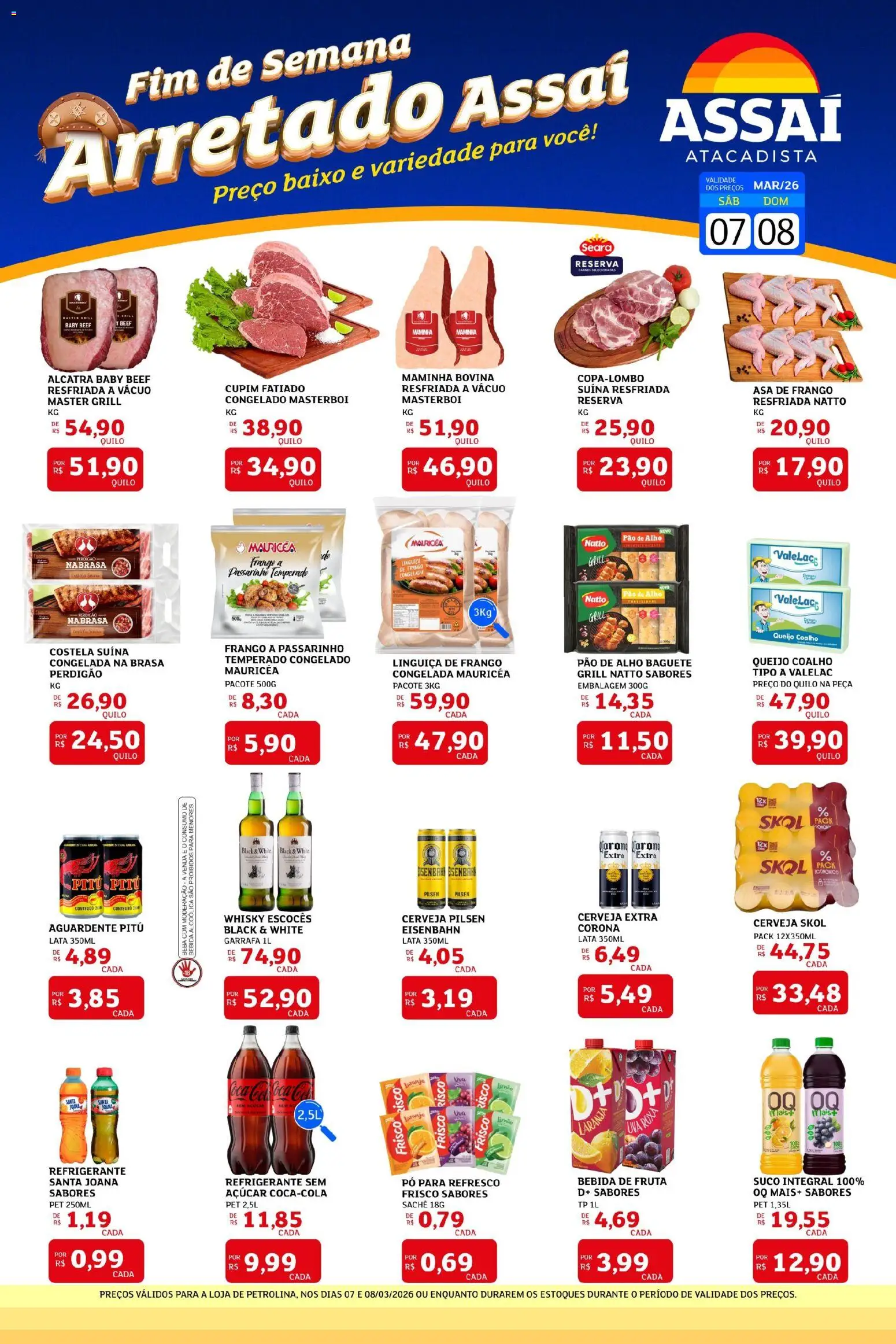 Assaí Atacadista Folheto - válido de 07.03.2026 | Página: 1 | Produtos: Linguiça, Asa de frango, Cerveja, Açúcar