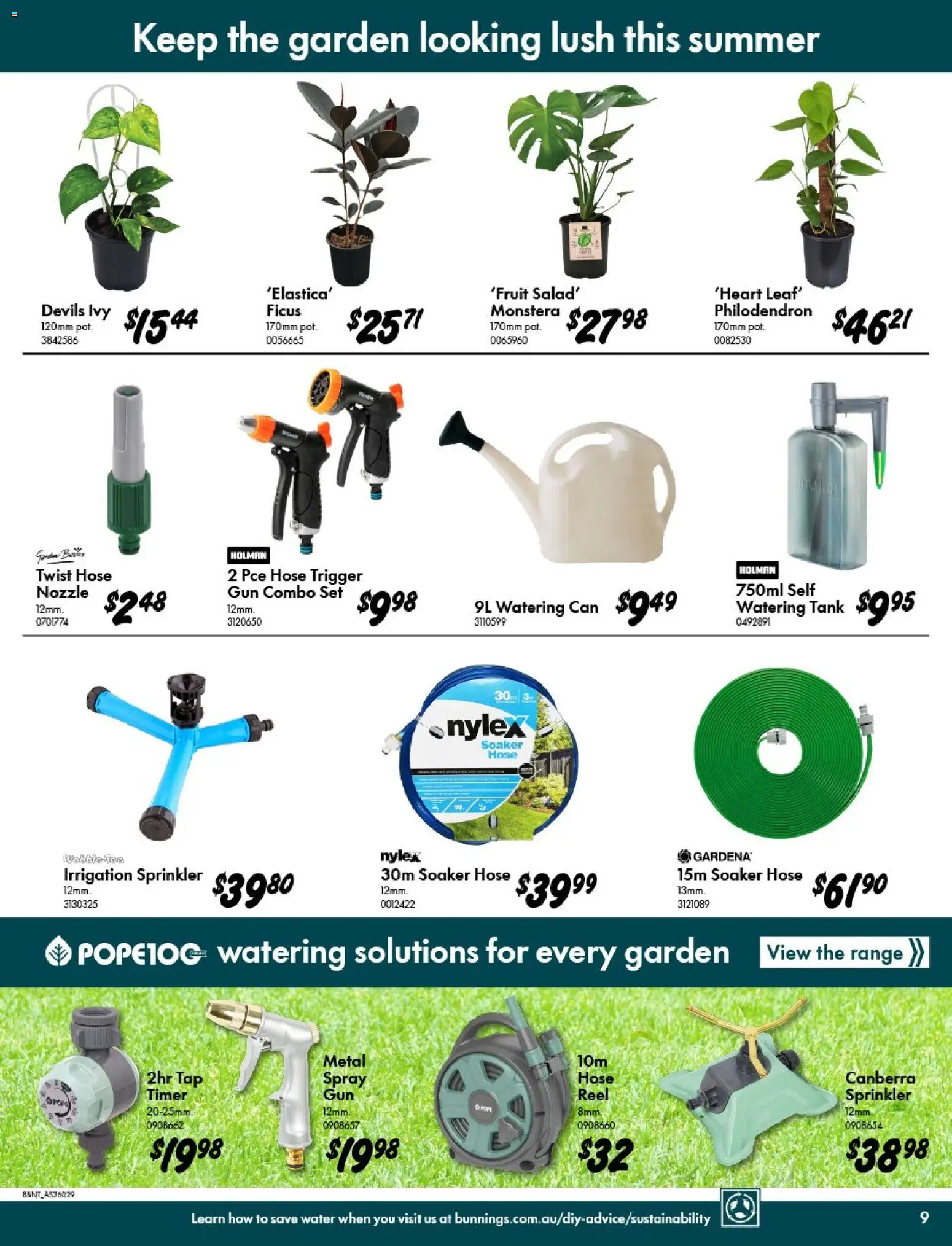 Bunnings Warehouse catalogue - valid from 07.01.2026 | Page: 9 | Products: Tap, Watering can, Water, Irrigation