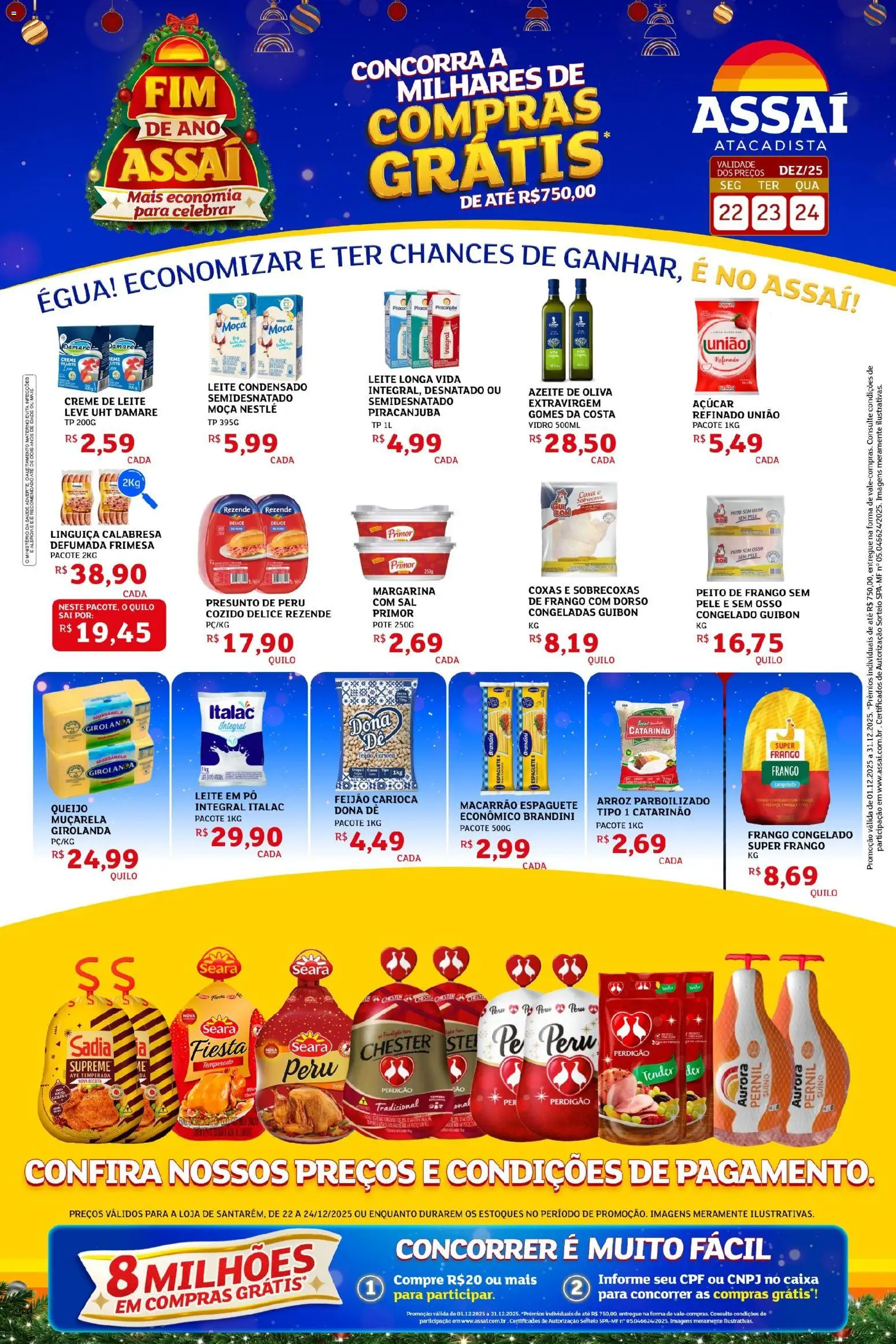 Assaí Atacadista Folheto - válido de 22.12.2025 | Página: 1 | Produtos: Espaguete, Pó, Presunto, Peito de frango