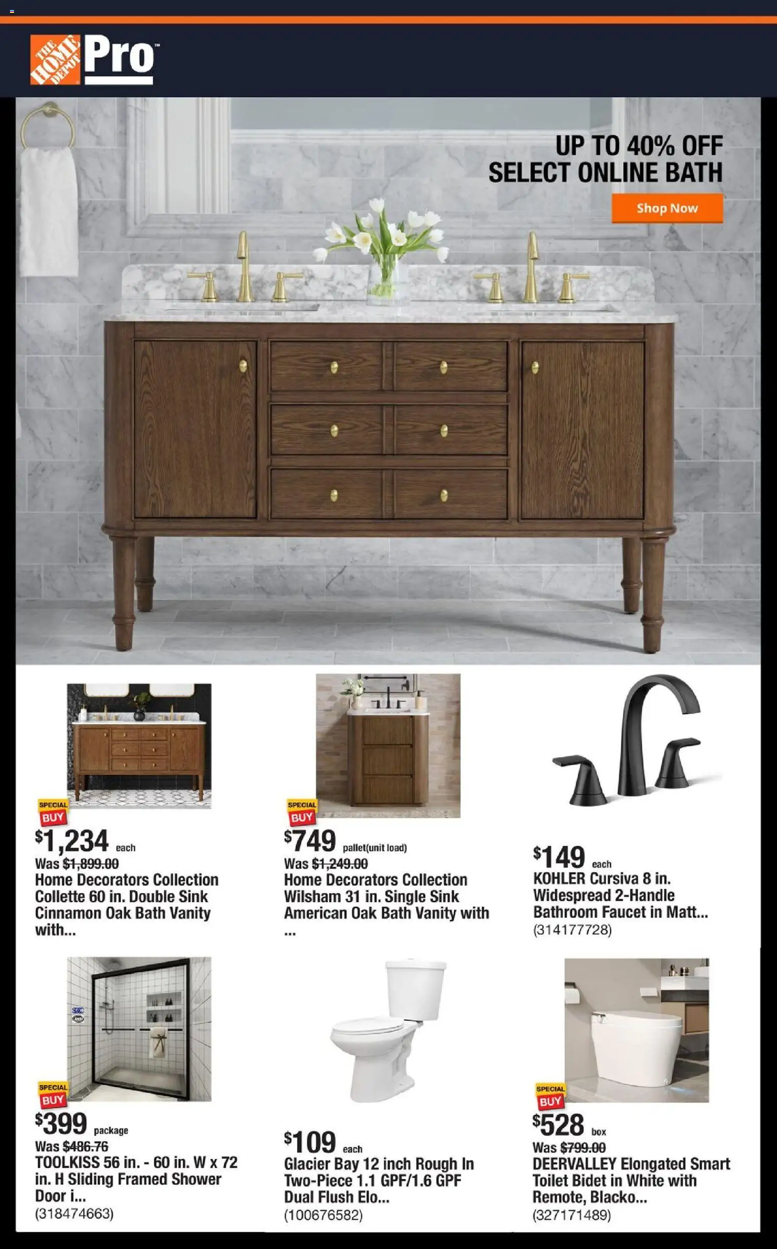 Home Depot Shop Pro Ad - FL - valid from 27.10.2025 | Page: 1 | Products: Bath, Shower