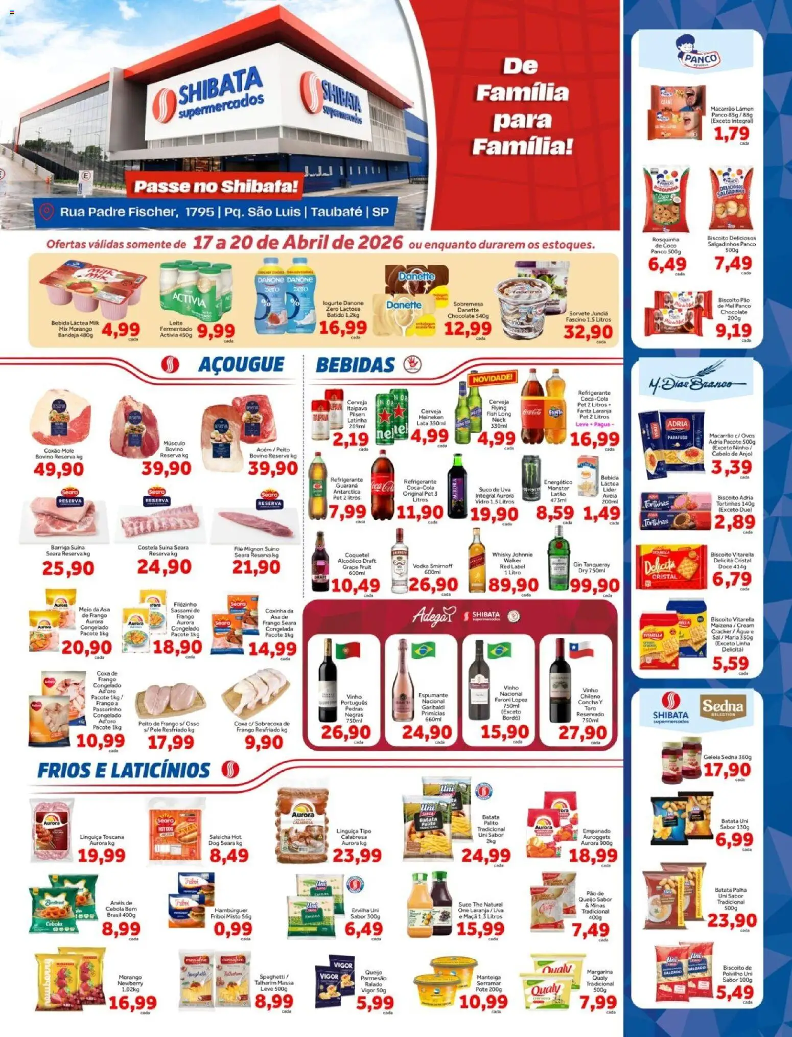 Shibata Folheto - válido de 17.04.2026 | Página: 1 | Produtos: Queijo, Gin, Refrigerante, Monster