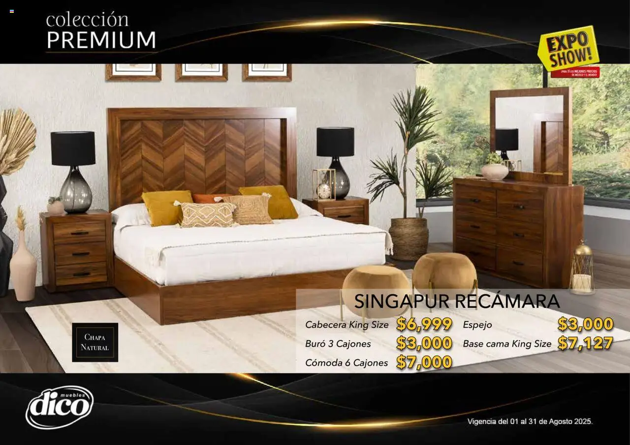 Nuevas ofertas de Muebles Dico válidas en toda la República Mexicana desde el 01.08.2025. ¡Encuentra las mejores ofertas en Muebles Dico - Catálogo Expo Show Premium Agosto! | Página: 7 | Productos: Cabecera, Chapa, Cama, Buró