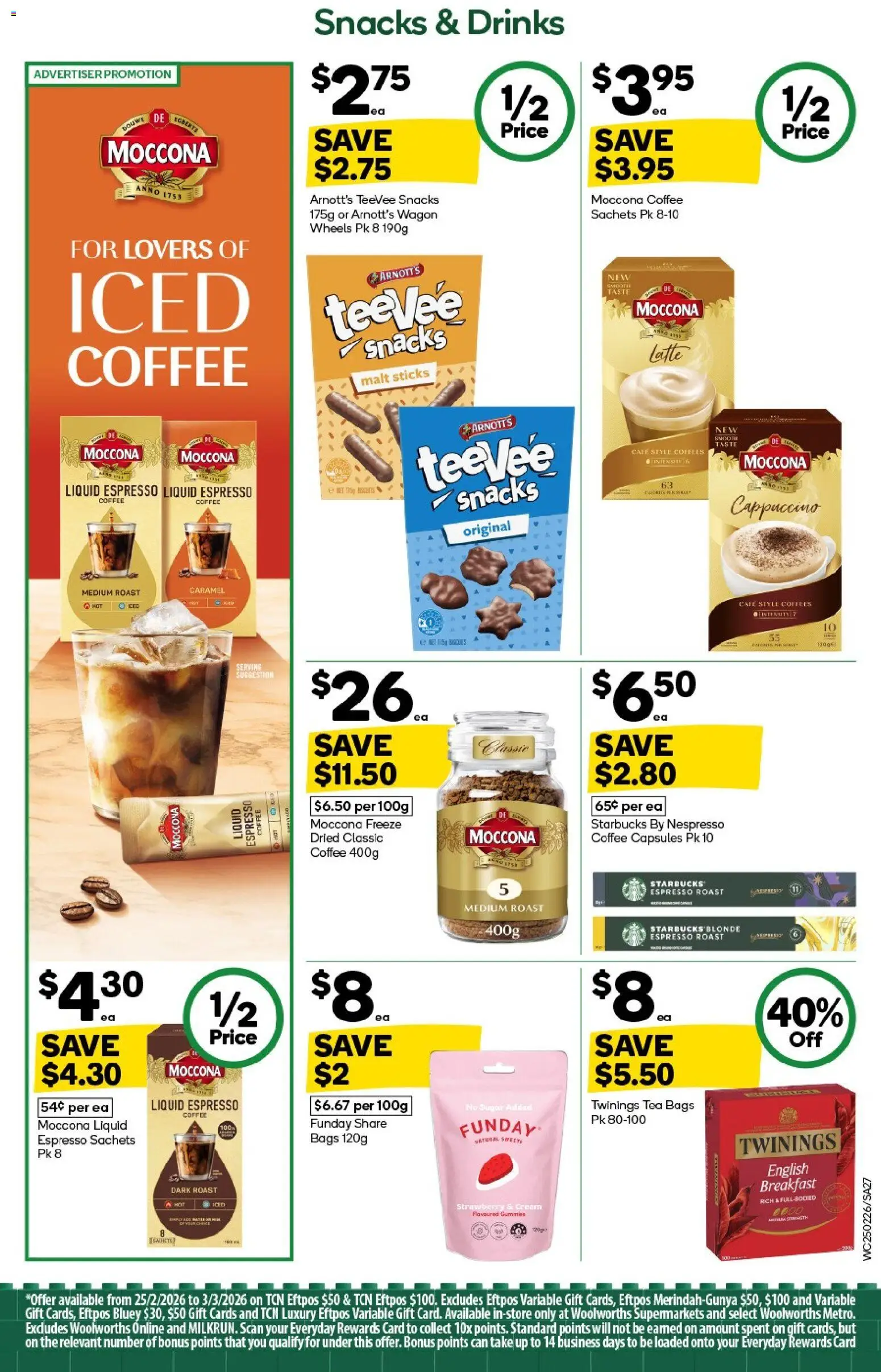 Woolworths catalogue - valid from 25.02.2026 | Page: 27 | Products: Tea, Cream, Sugar, Moccona