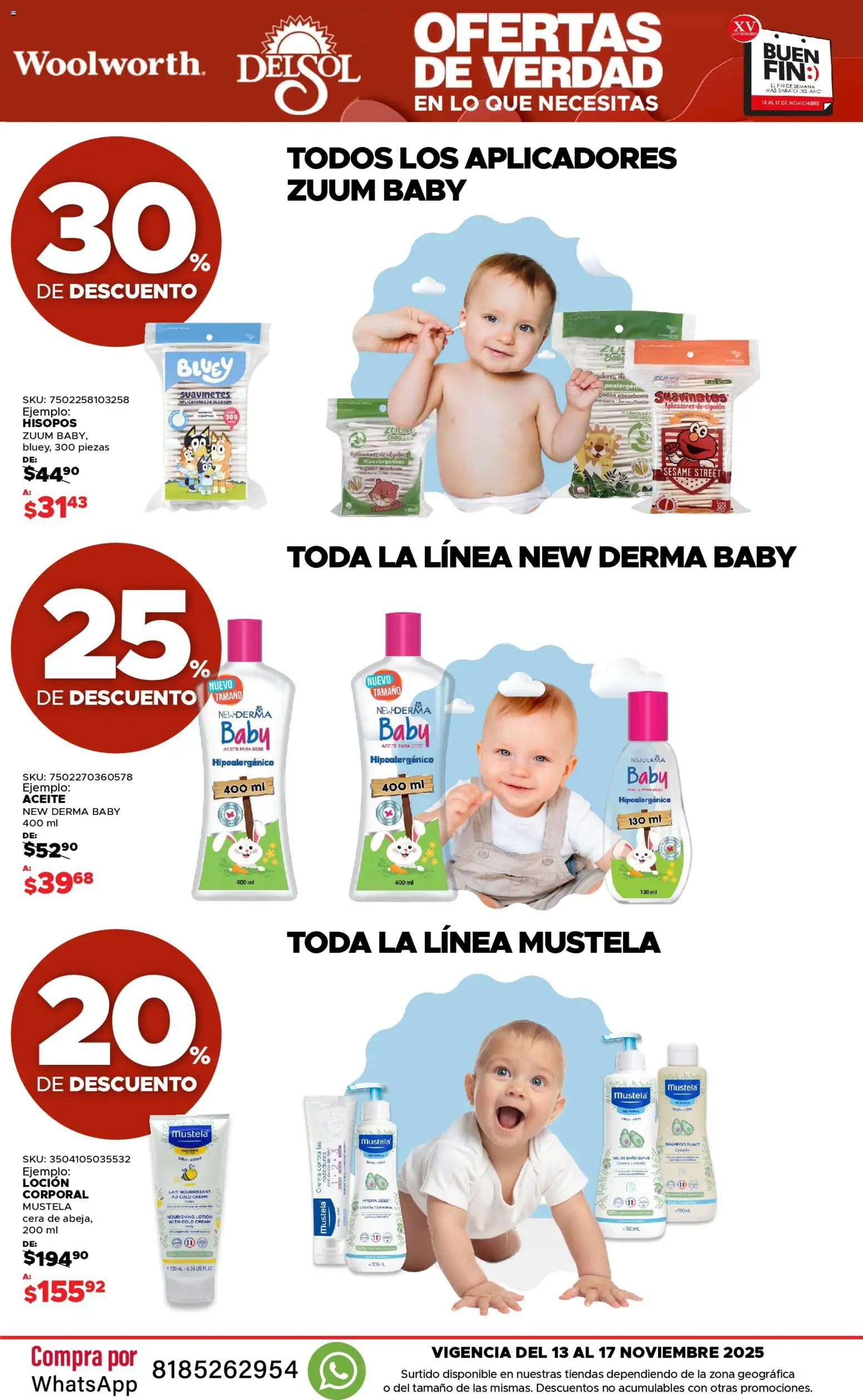 Nuevas ofertas de Del Sol y Woolworth válidas en toda la República Mexicana desde el 13.11.2025. ¡Encuentra las mejores ofertas en Del Sol y Woolworth Buen fin! | Página: 54 | Productos: Aceite, Cera, Flexible, Baño