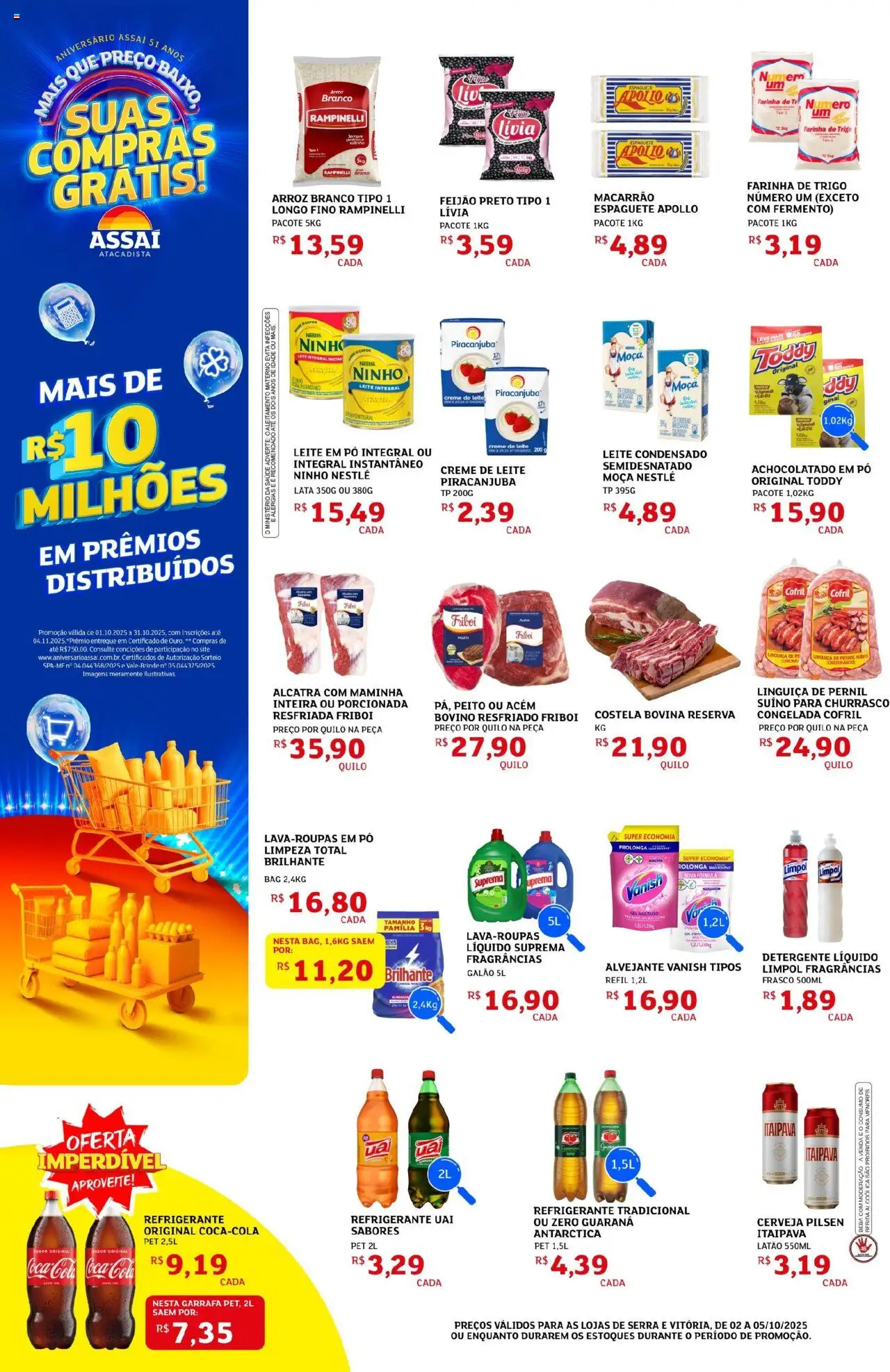 Assaí Atacadista Folheto - válido de 02.10.2025 | Página: 2 | Produtos: Alvejante, Guaraná, Alcatra, Cerveja