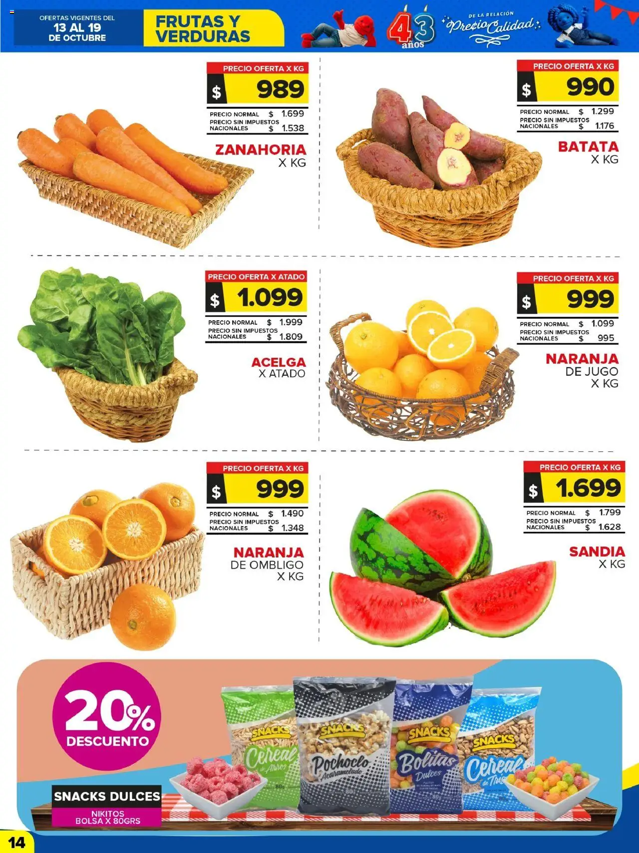 Carrefour Maxi catálogo │ válido desde el 13.10.2025 | Página: 14 | Productos: Bolsa, Acelga, Batata, Arroz